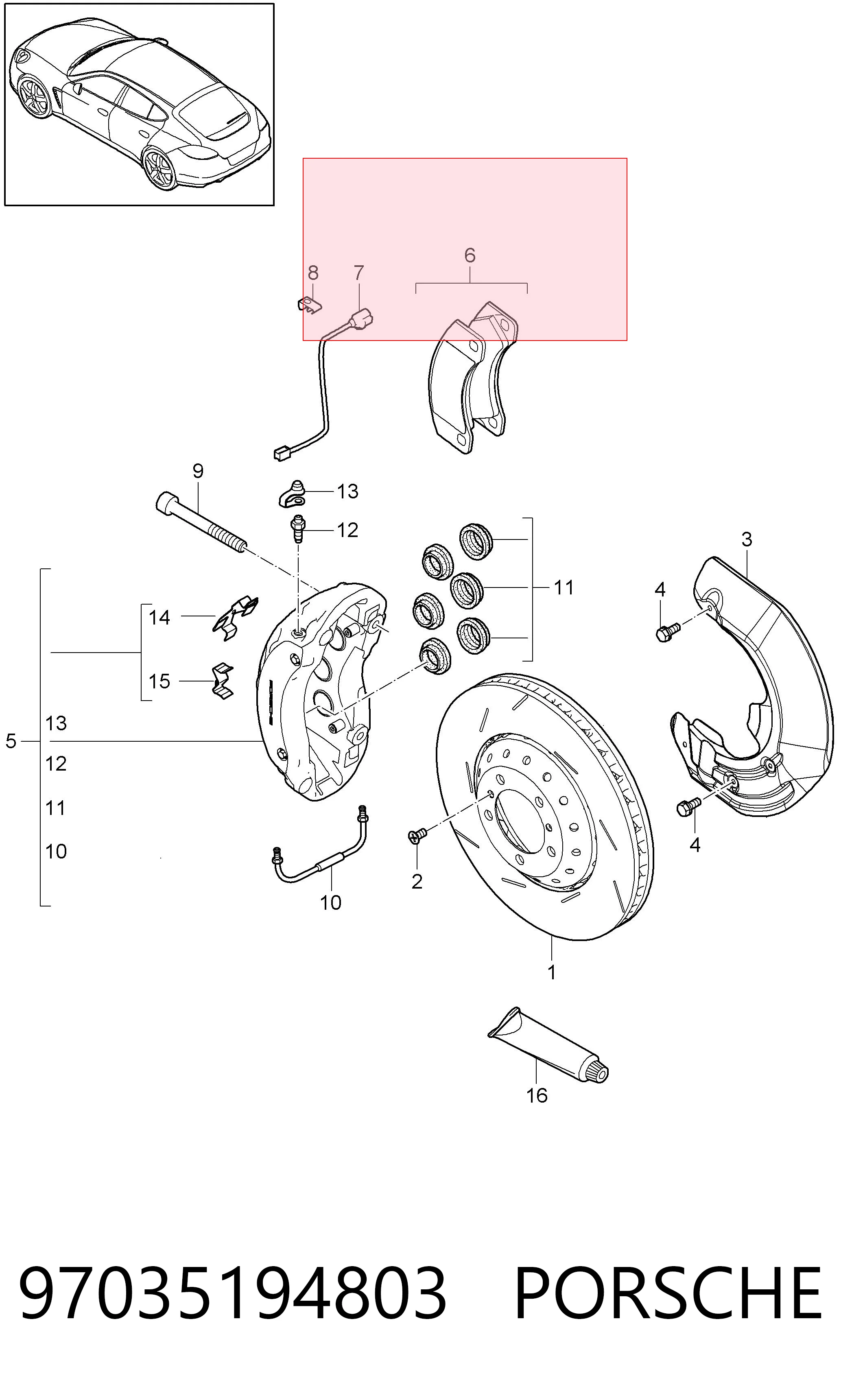97035194803 Porsche Передні гальмівні колодки