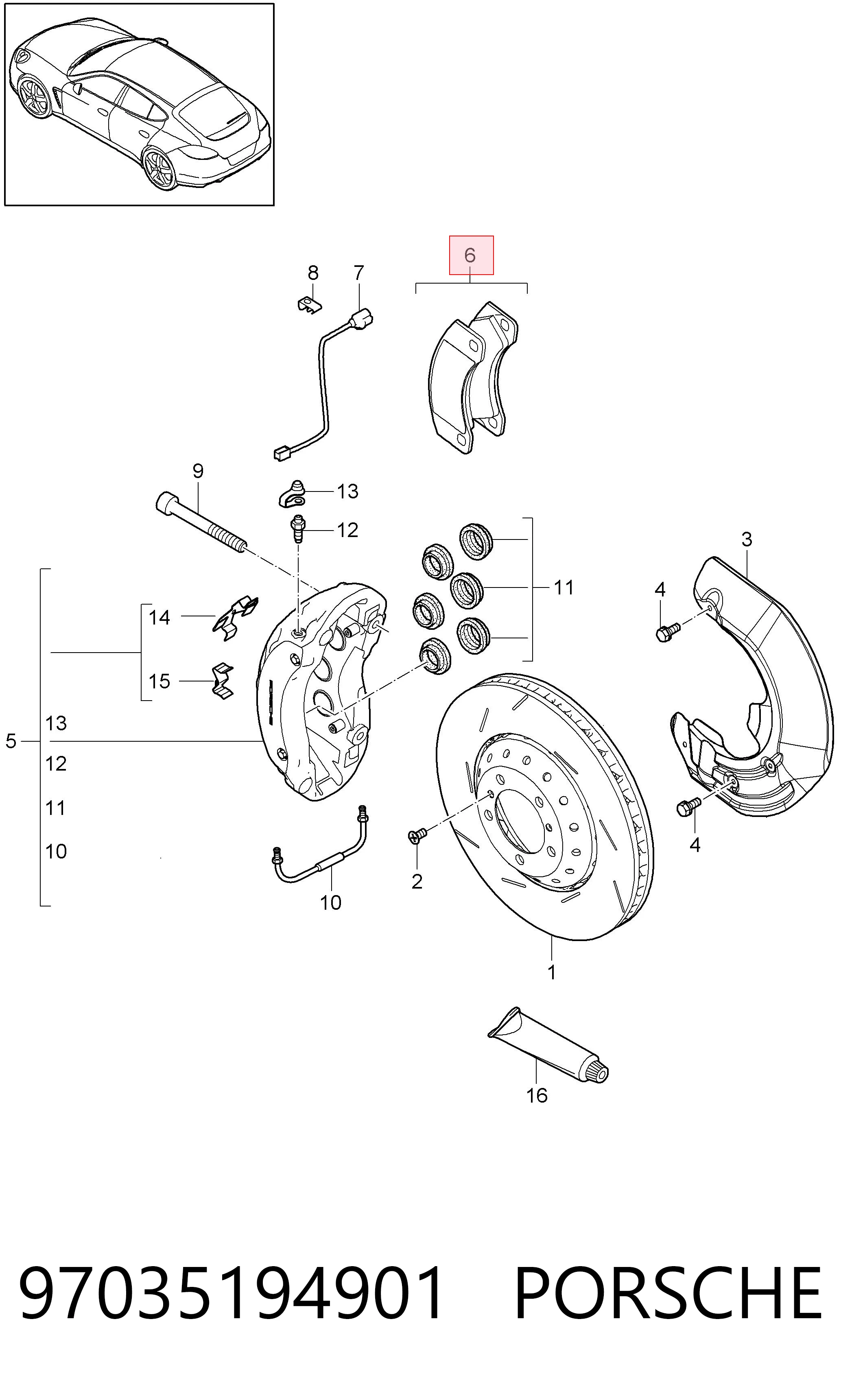 97035194901 Porsche Передні гальмівні колодки