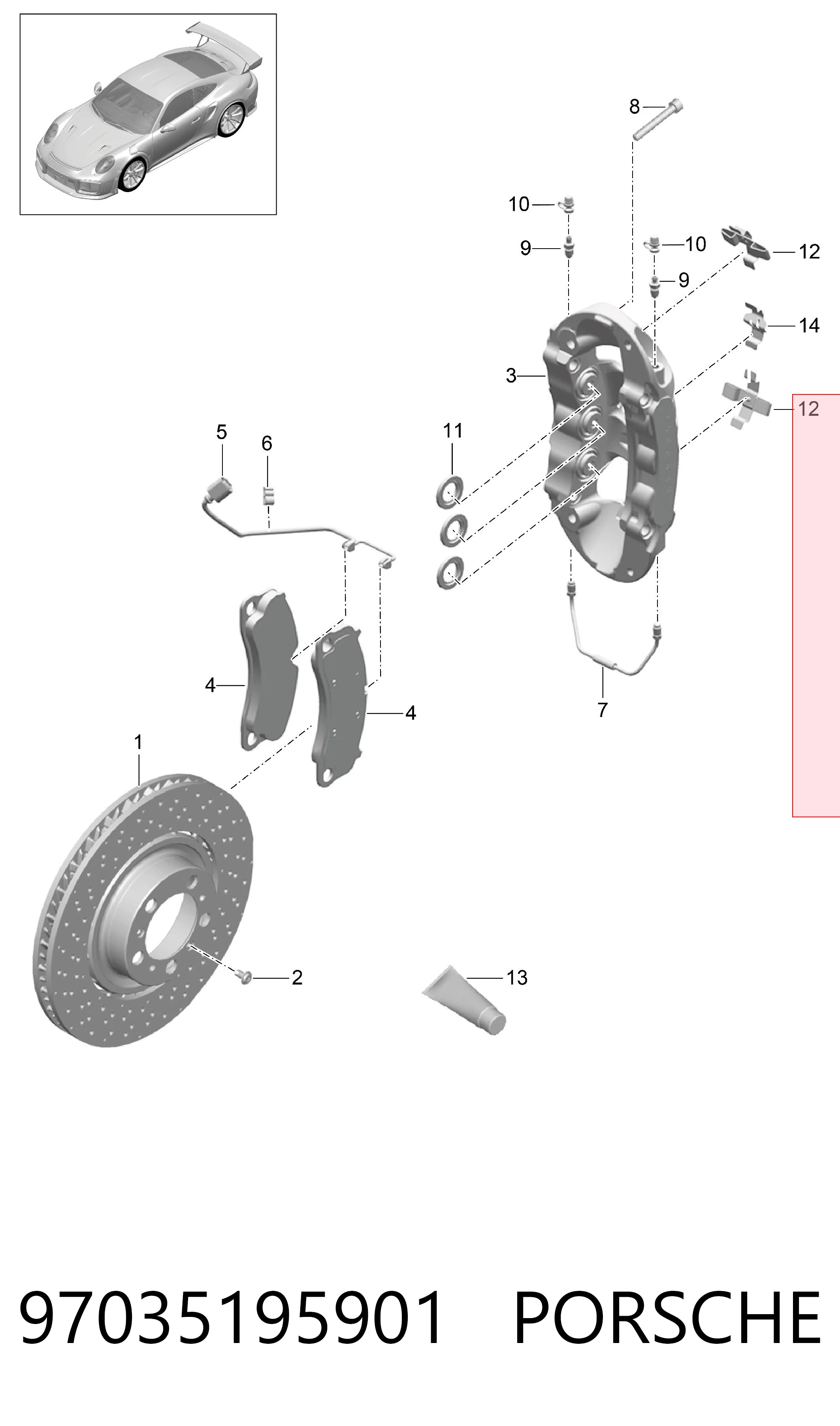 97035195901 Porsche Пружинна засувка супорту