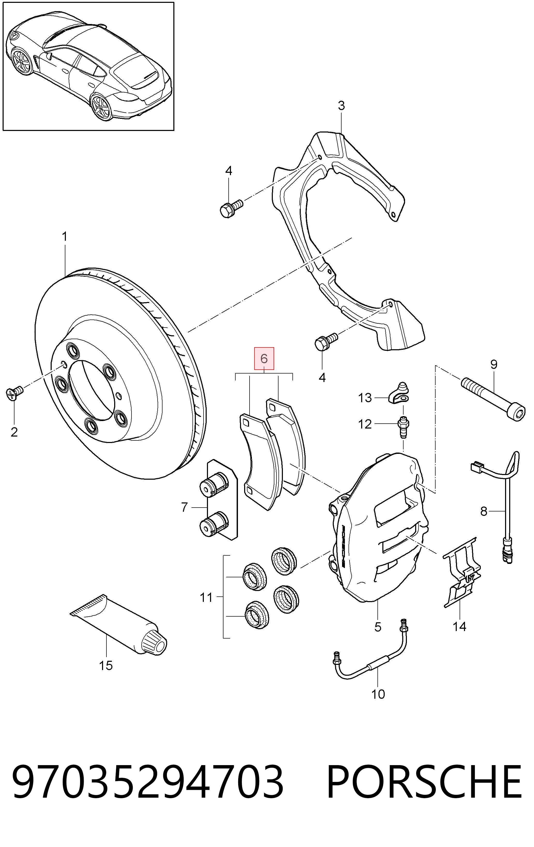 97035294703 Porsche Колодки гальмівні задні, дискові