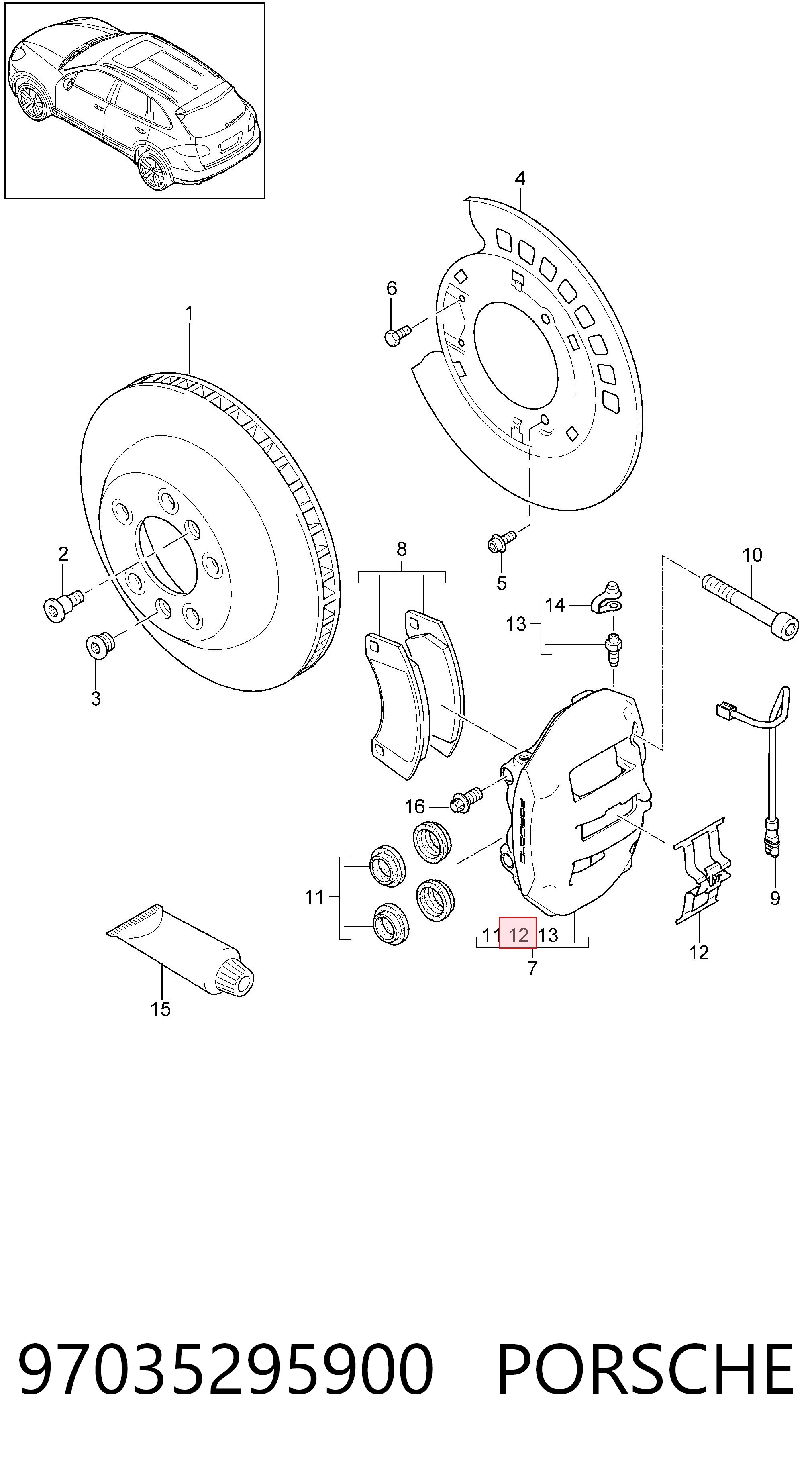 97035295900 Porsche Пружинна засувка супорту
