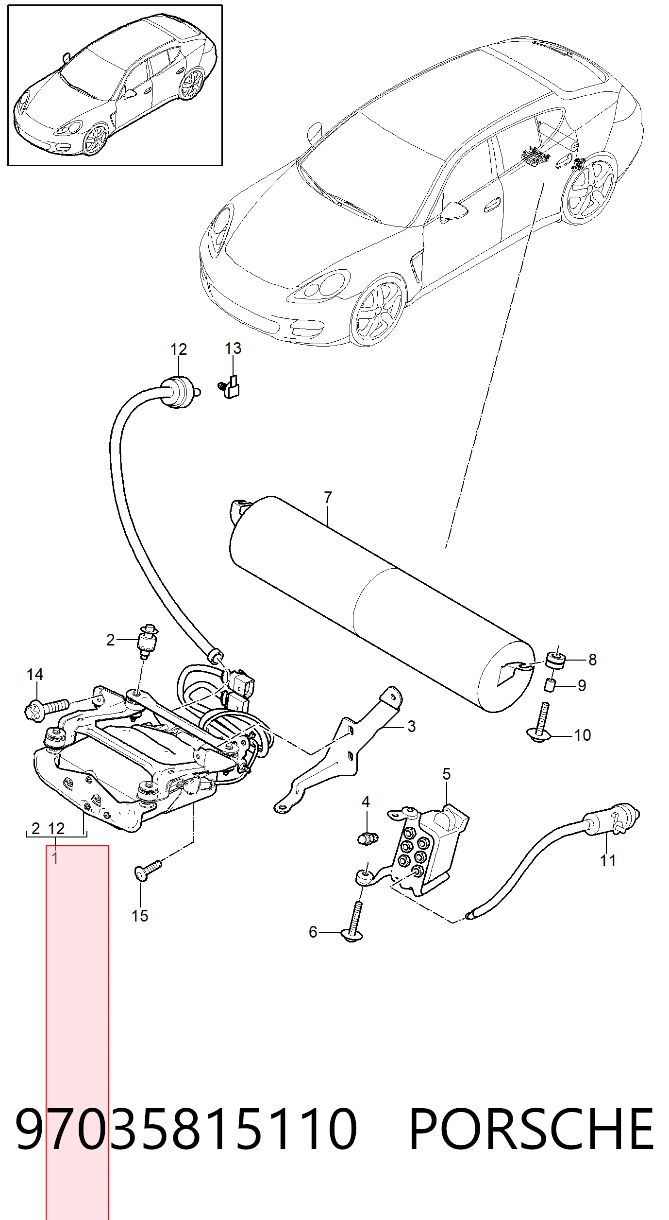 97035815110 Porsche Насос пневматичної системи кузова