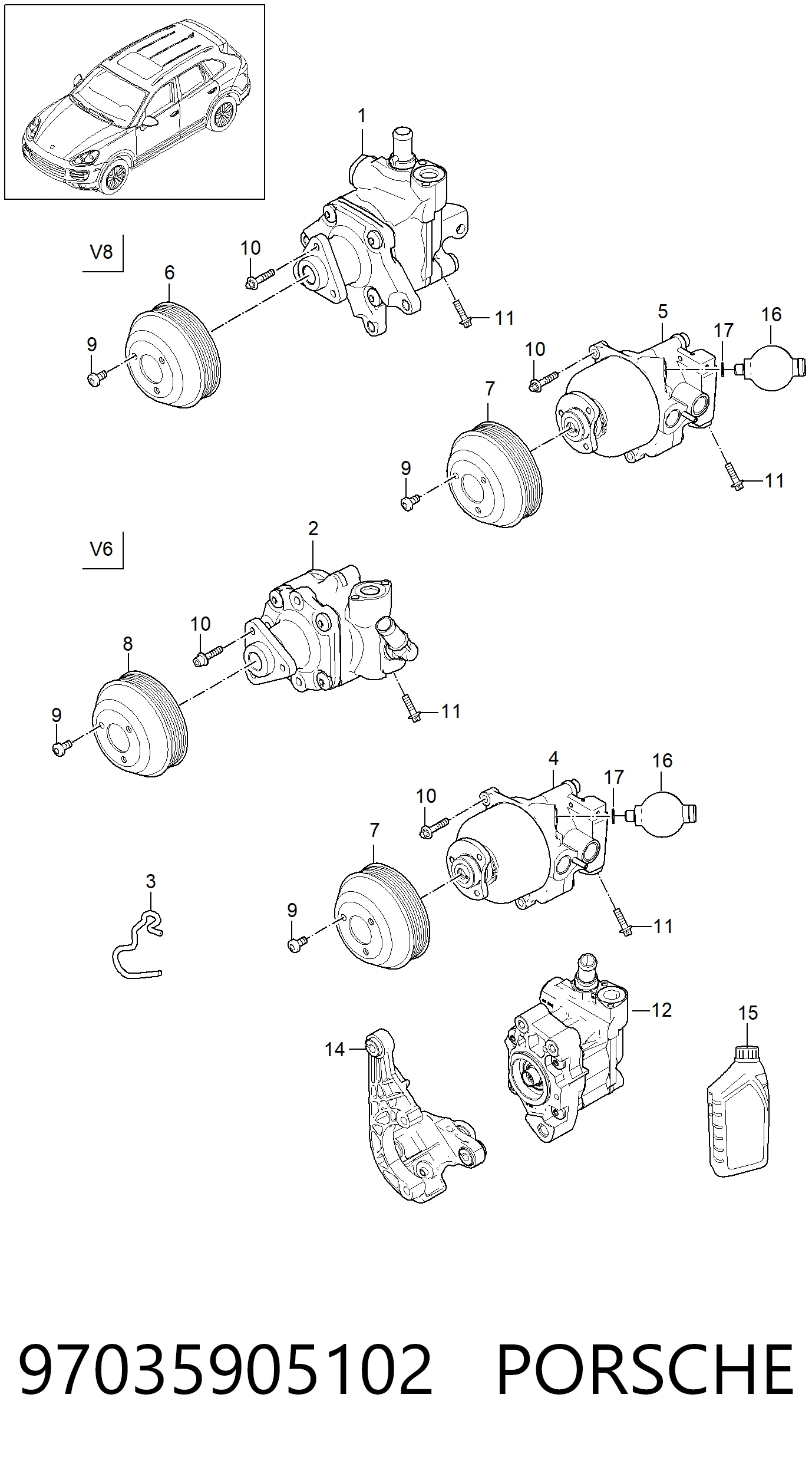 Насос ГПК Porsche 97035905102 ціна, від 1209.21 USD