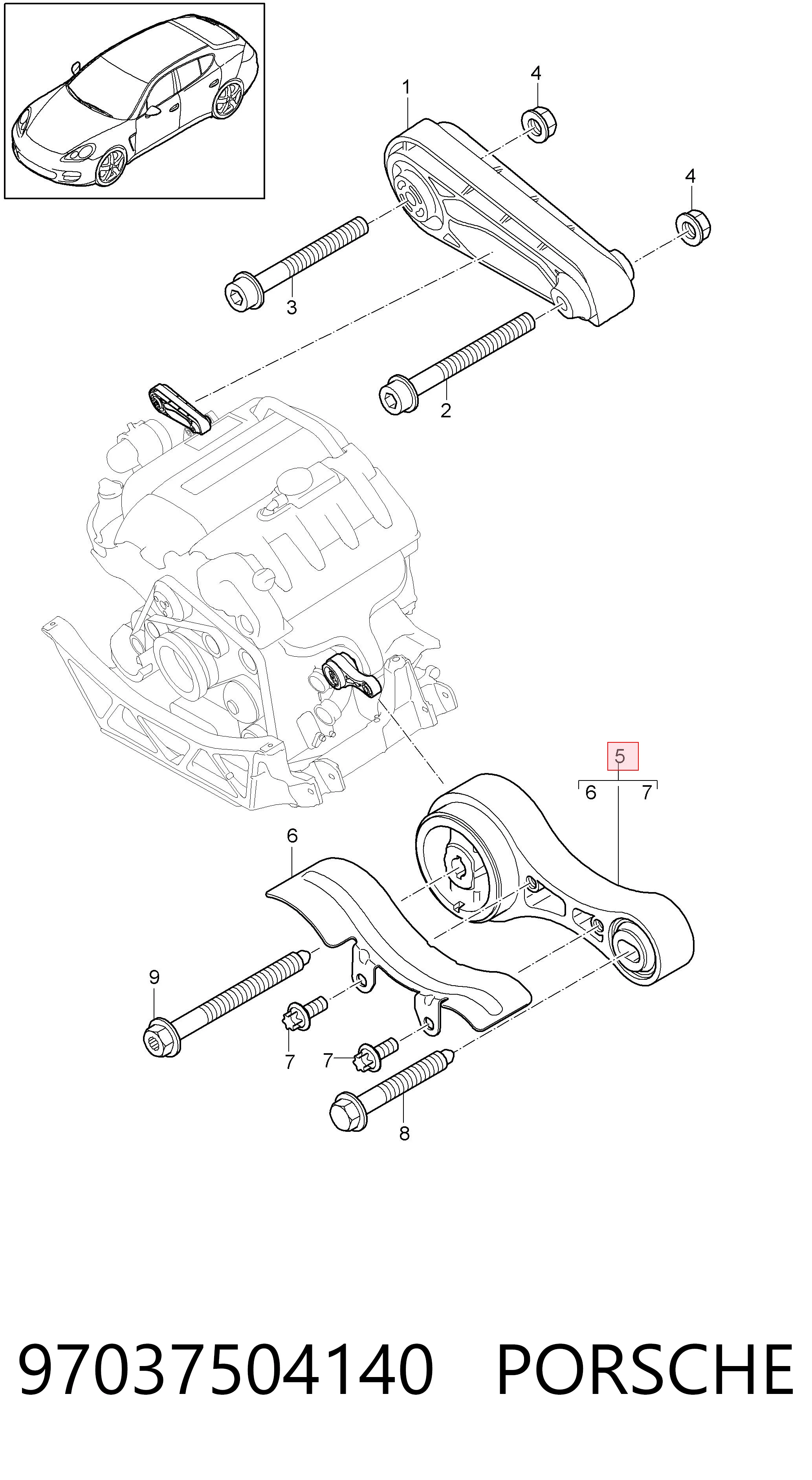 97037504140 Porsche Подушка (опора) двигуна, нижня