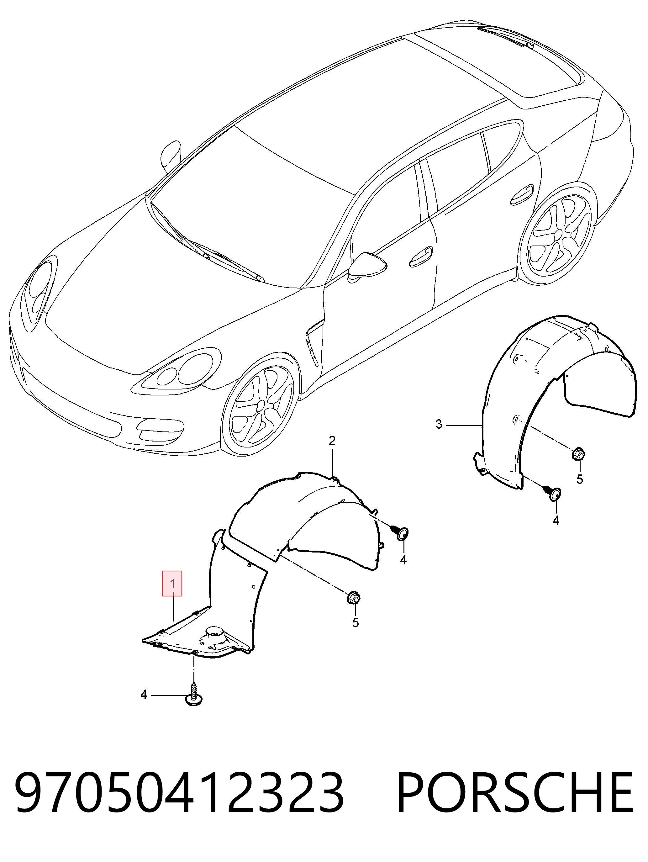 97050412323 Porsche Підкрилок переднього крила, лівий