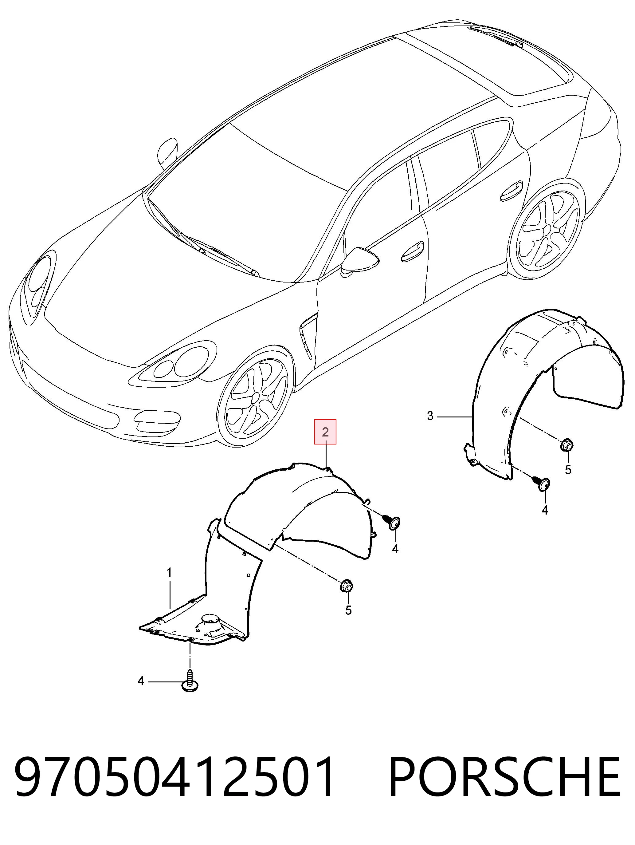 97050412501 Porsche Підкрилок переднього крила, лівий