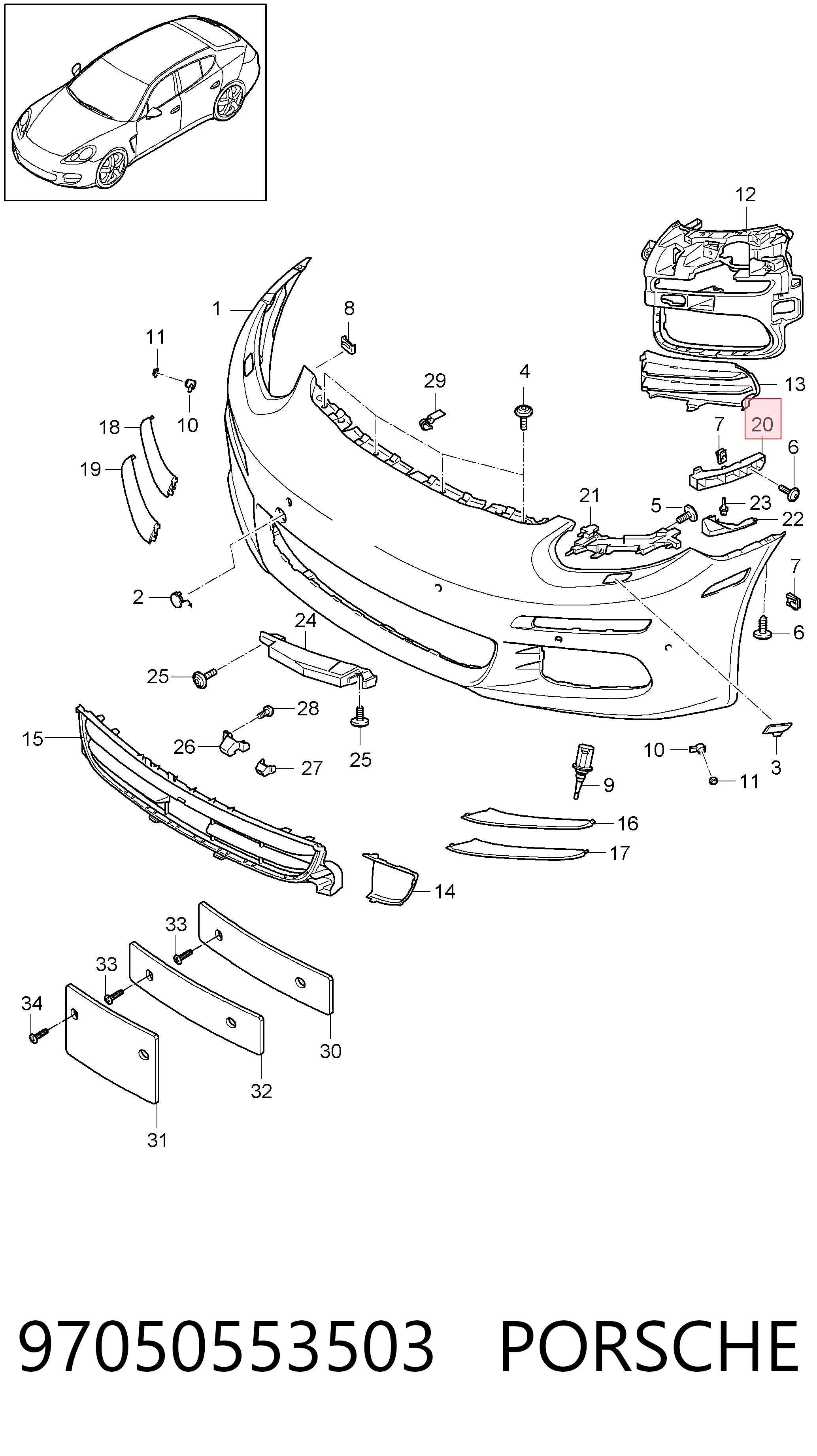 Кріплення бампера VAG 97050553503 ціна, від 44.27 USD
