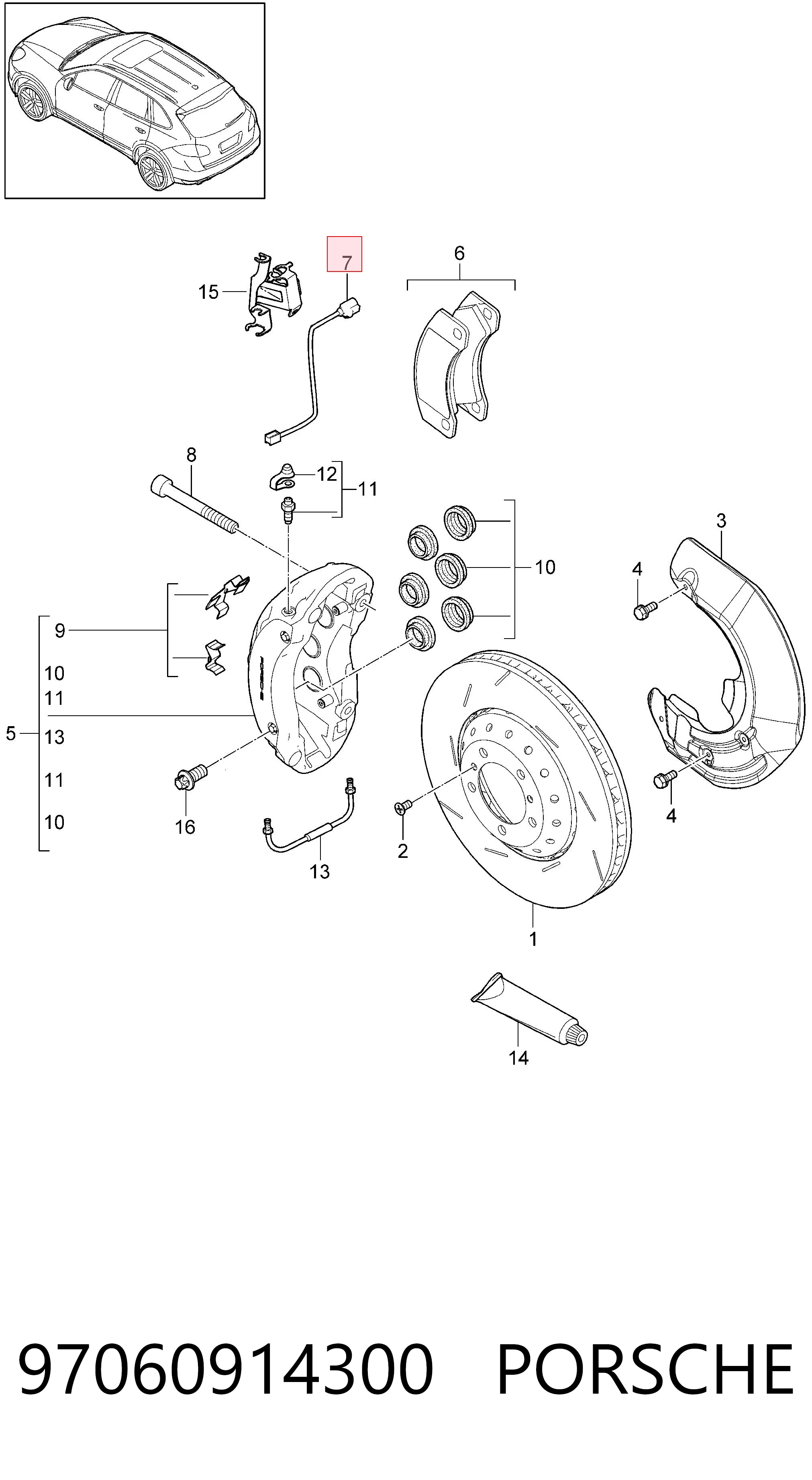 97060914300 Porsche Сенсор зносу