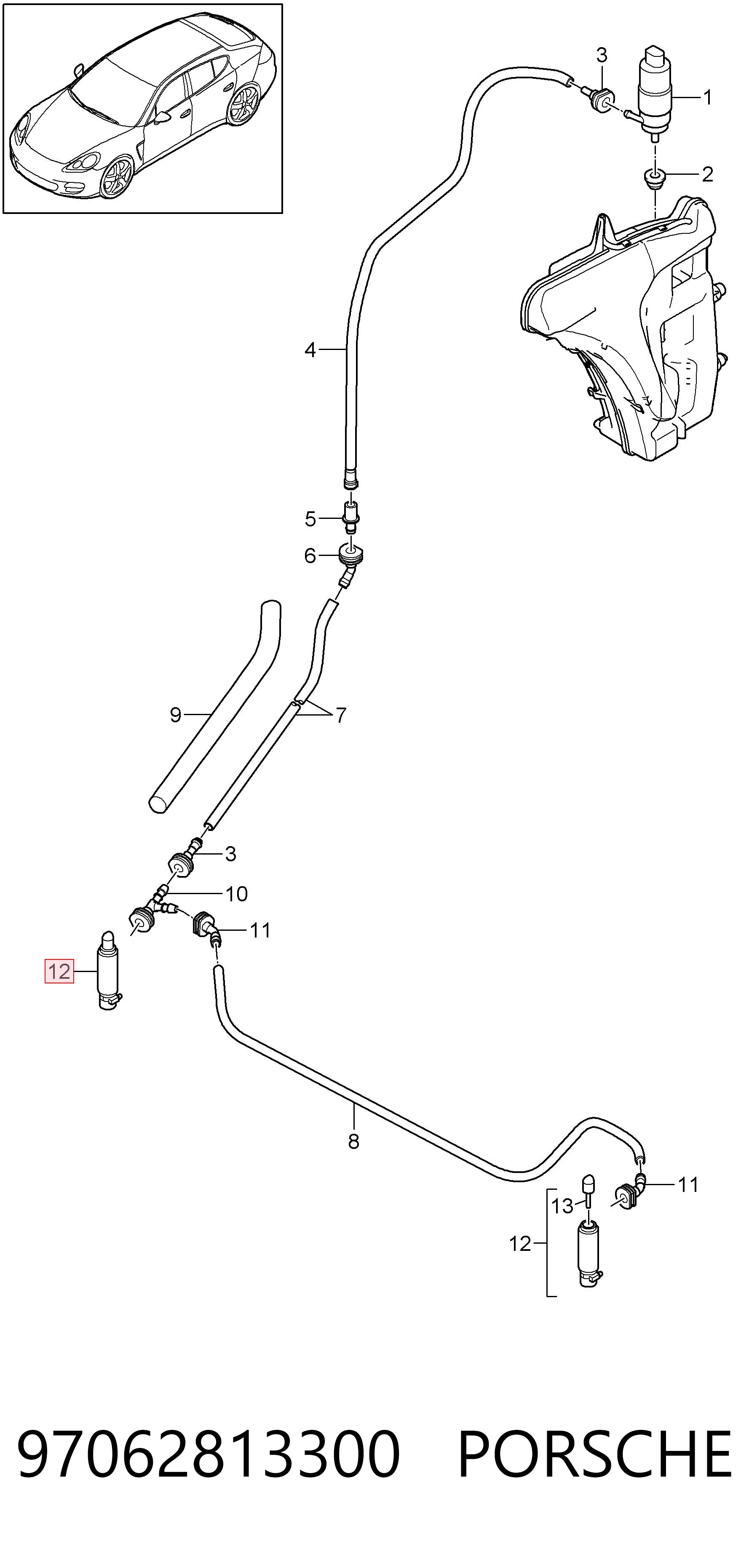 97062813300 Porsche Тримач форсунки омивача фари, підйомний циліндр