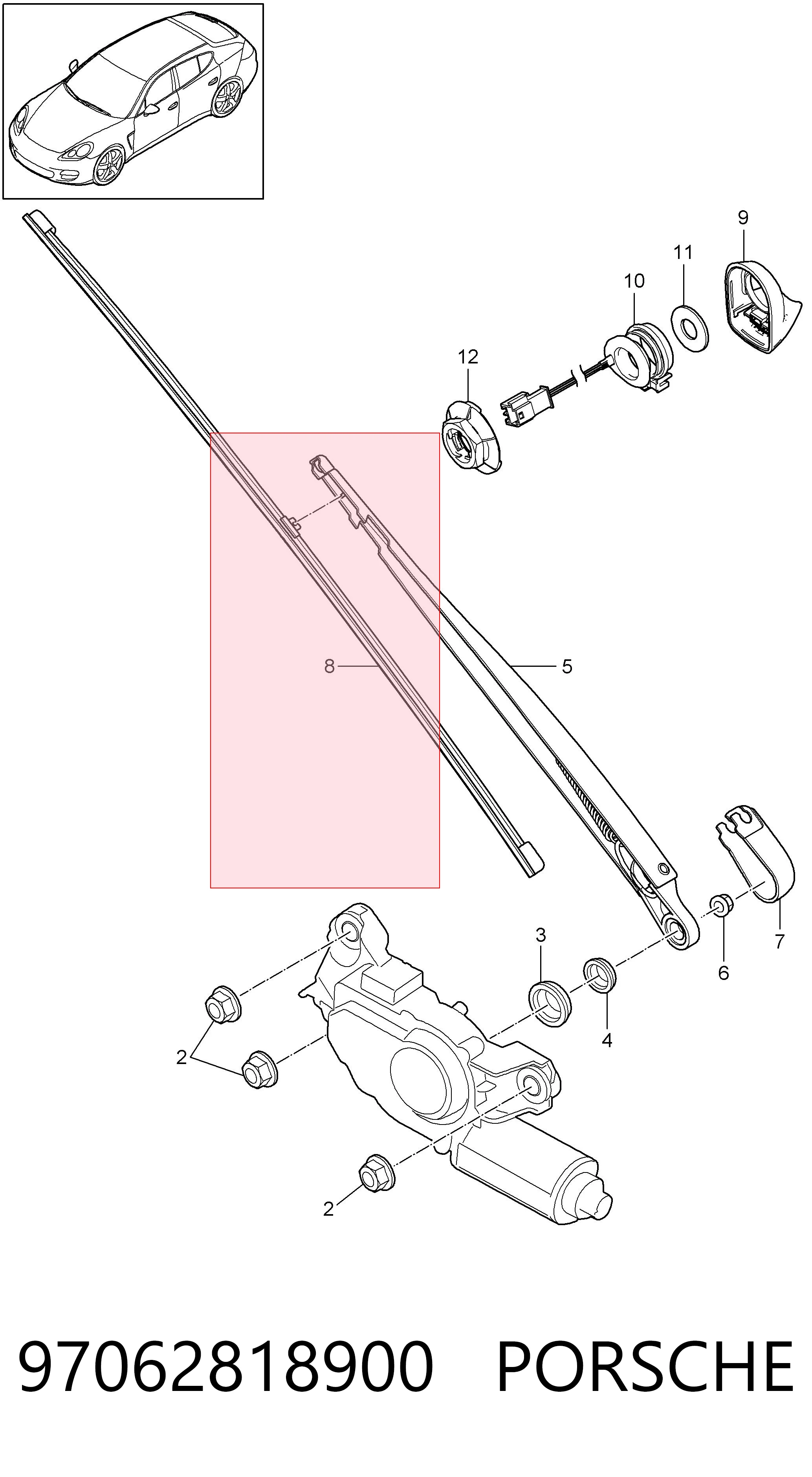 97062818900 Porsche Щітка склоочисника задня