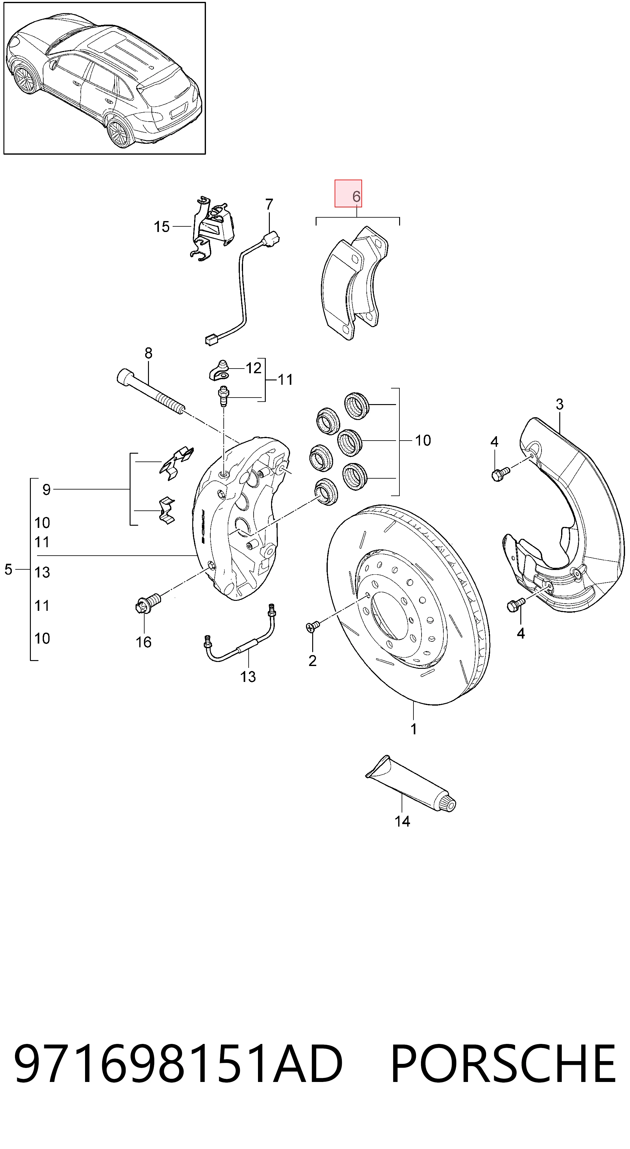 971698151AD Porsche Передні гальмівні колодки