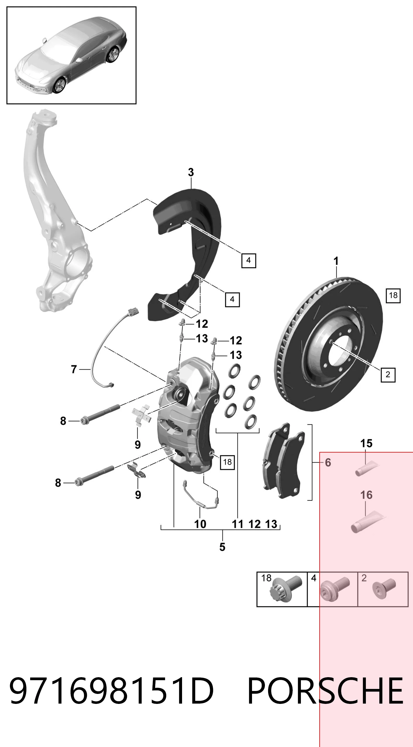 971698151D Porsche Передні гальмівні колодки