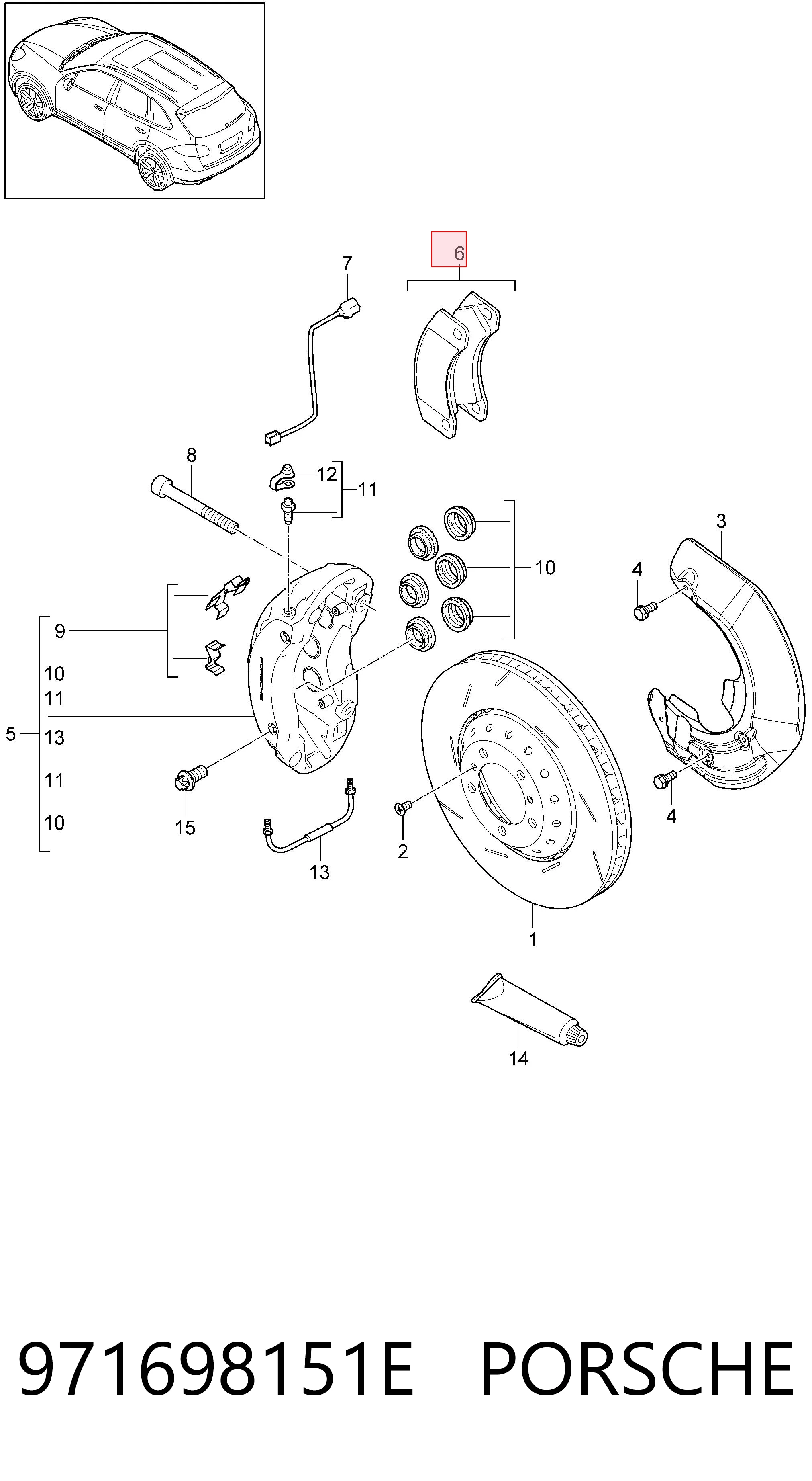 971698151E Porsche Передні гальмівні колодки