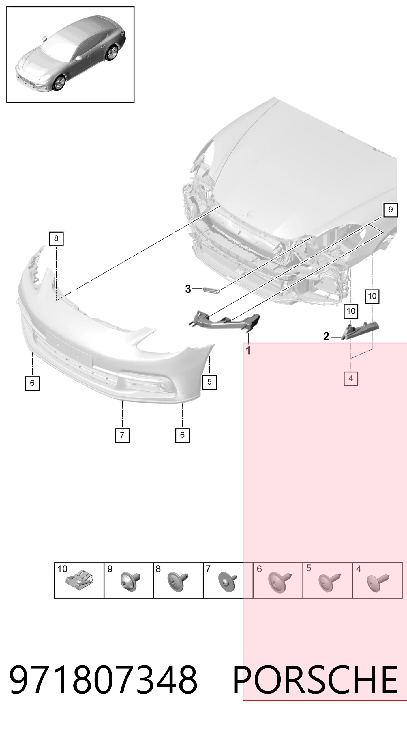 971807348 Porsche Кронштейн-адаптер кріплення фари передньої, правої