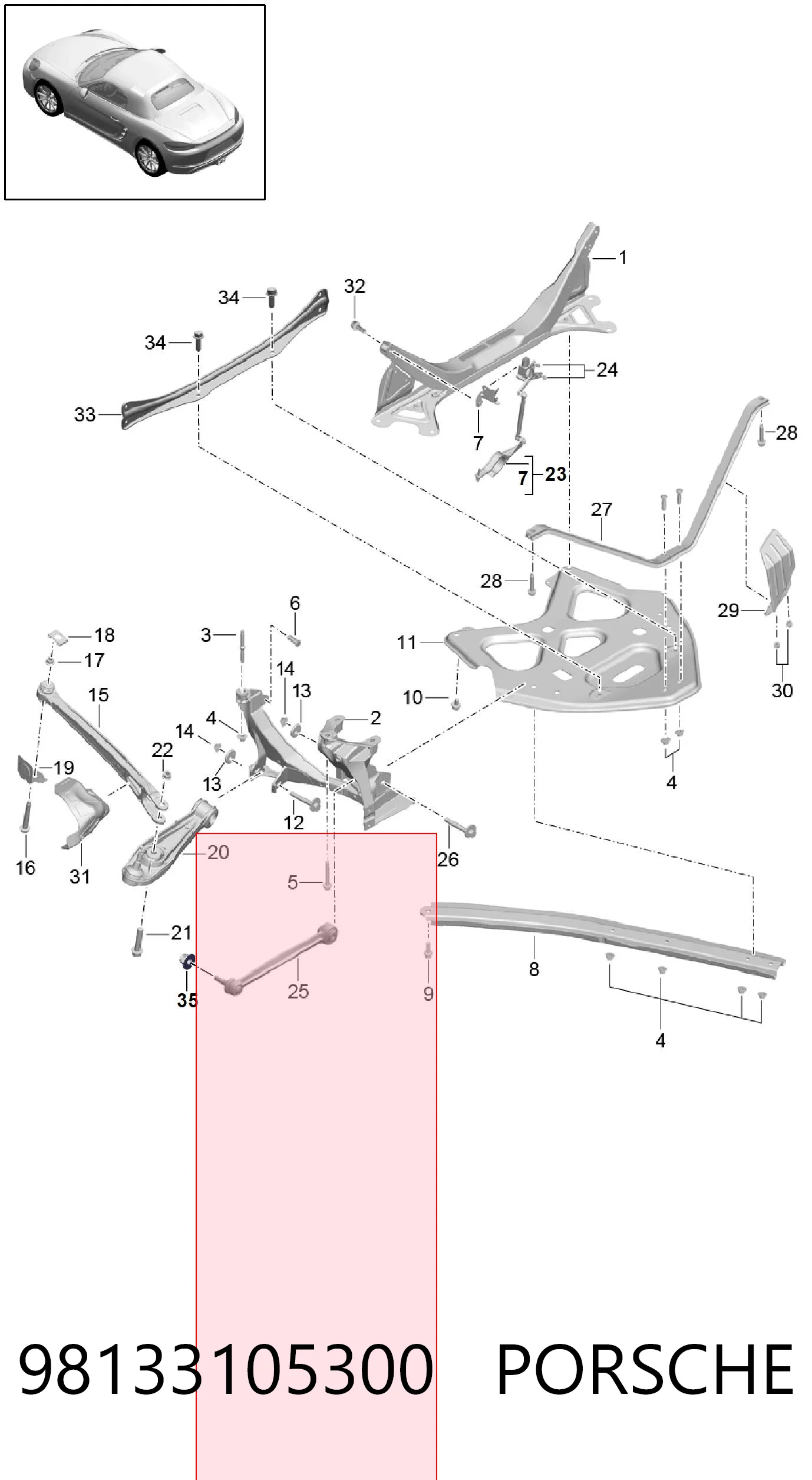 98133105300 Porsche Важелі задньої підвіски
