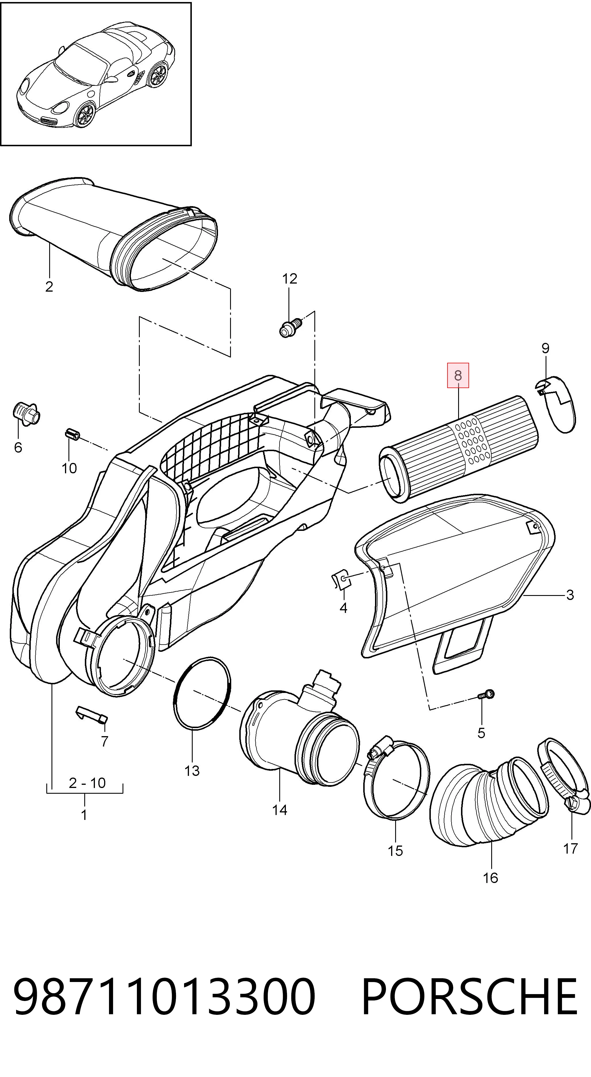98711013300 Porsche Повітряний фільтр двигуна