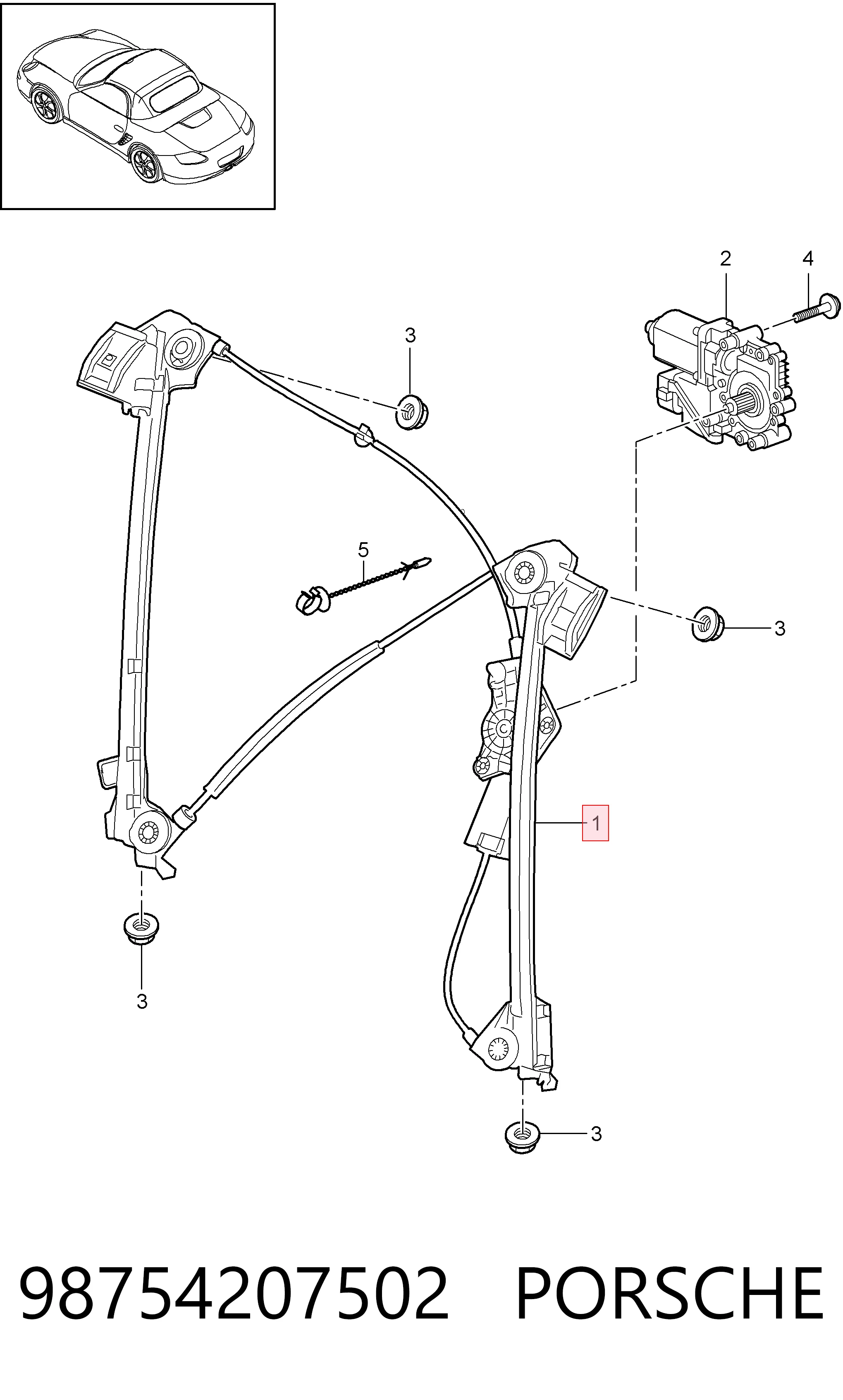 Склопідйомник з електродвигуном Porsche 911 Targa кабріолет (997) (2006 - 2012) ціна, від 207.06 USD