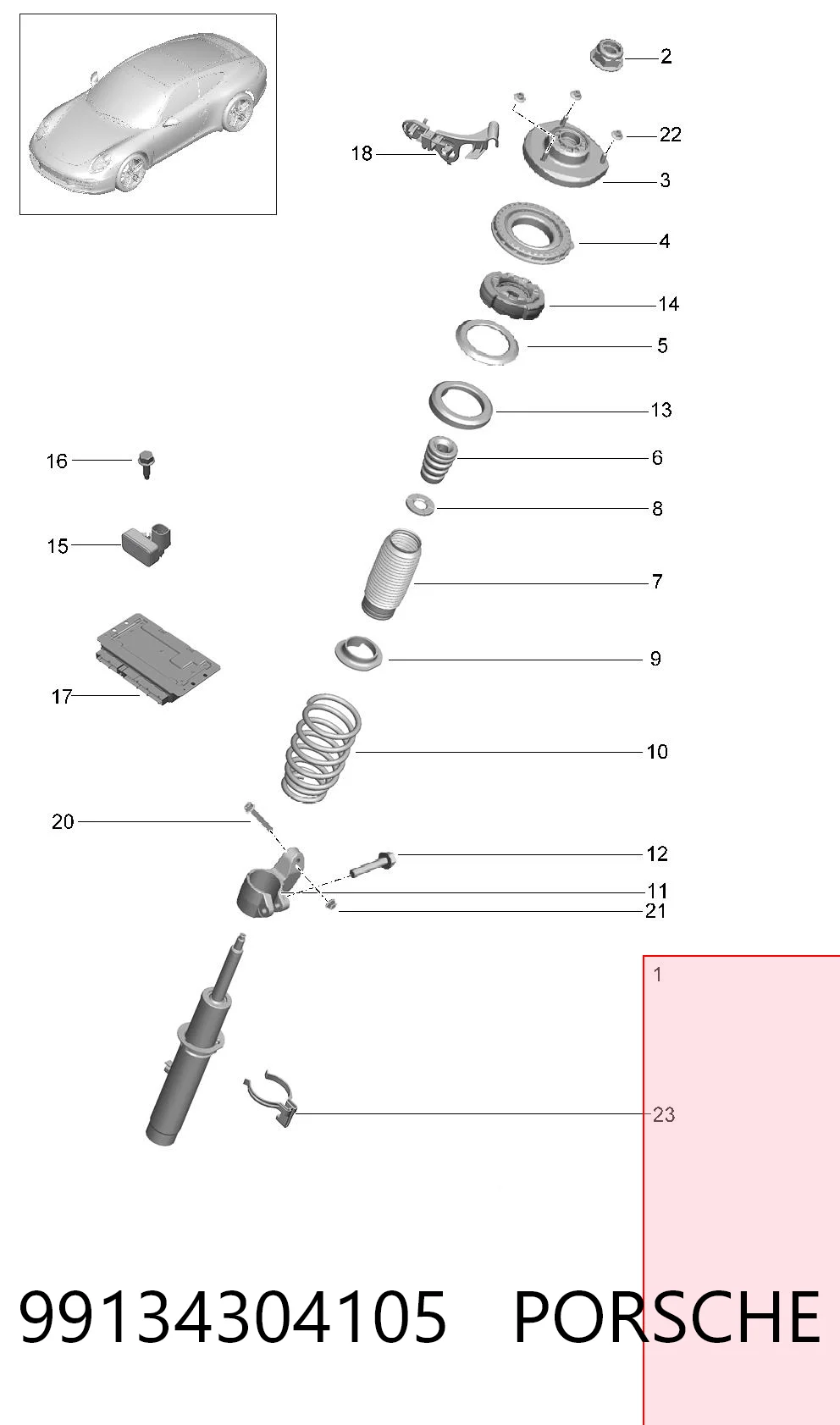 99134304105 Porsche Стійка передня