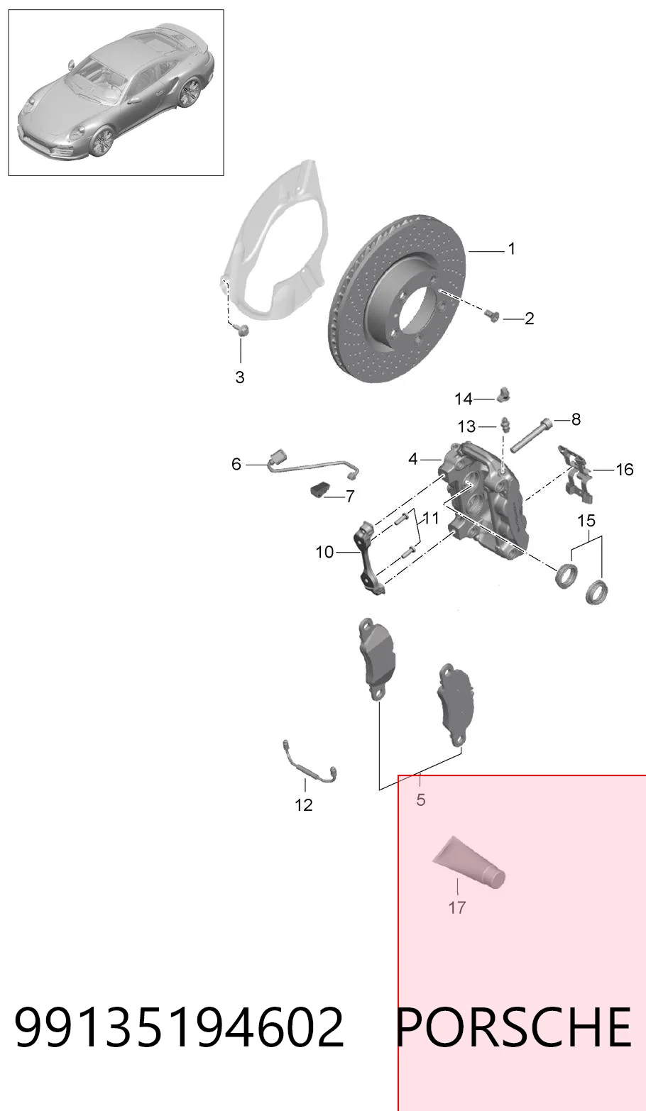 99135194602 Porsche Передні гальмівні колодки