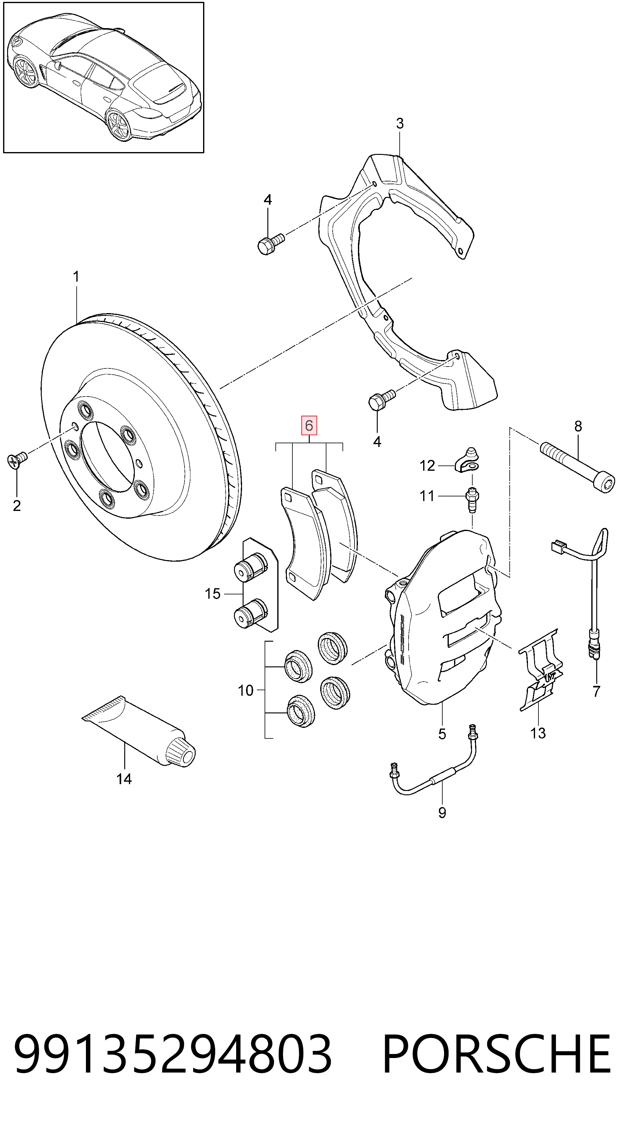 99135294803 Porsche Колодки гальмівні задні, дискові