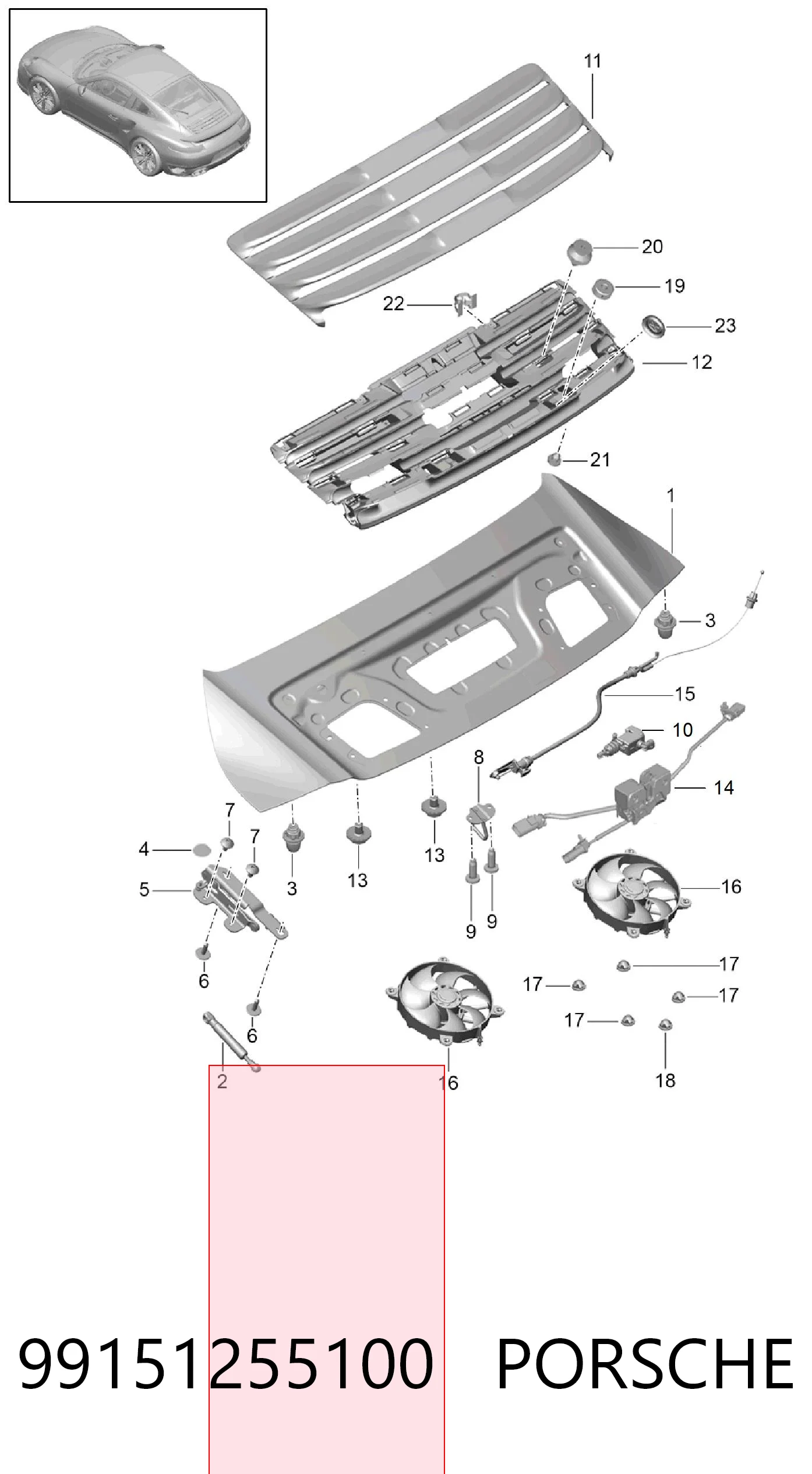 99151255100 Porsche Амортизатор кришки багажника / двері 3/5-ї задньої
