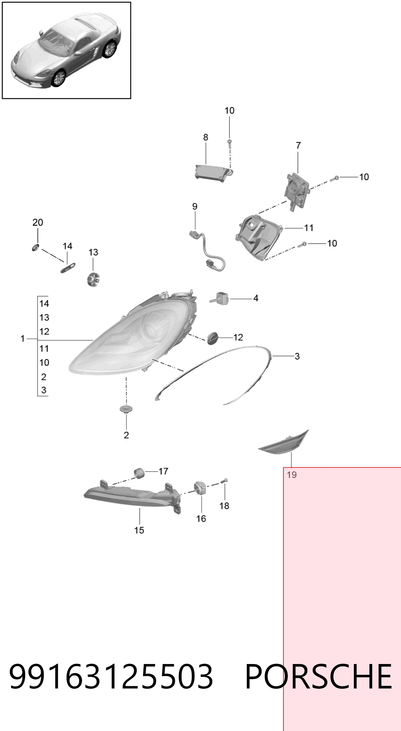 99163125503 Porsche Покажчик повороту на крилі