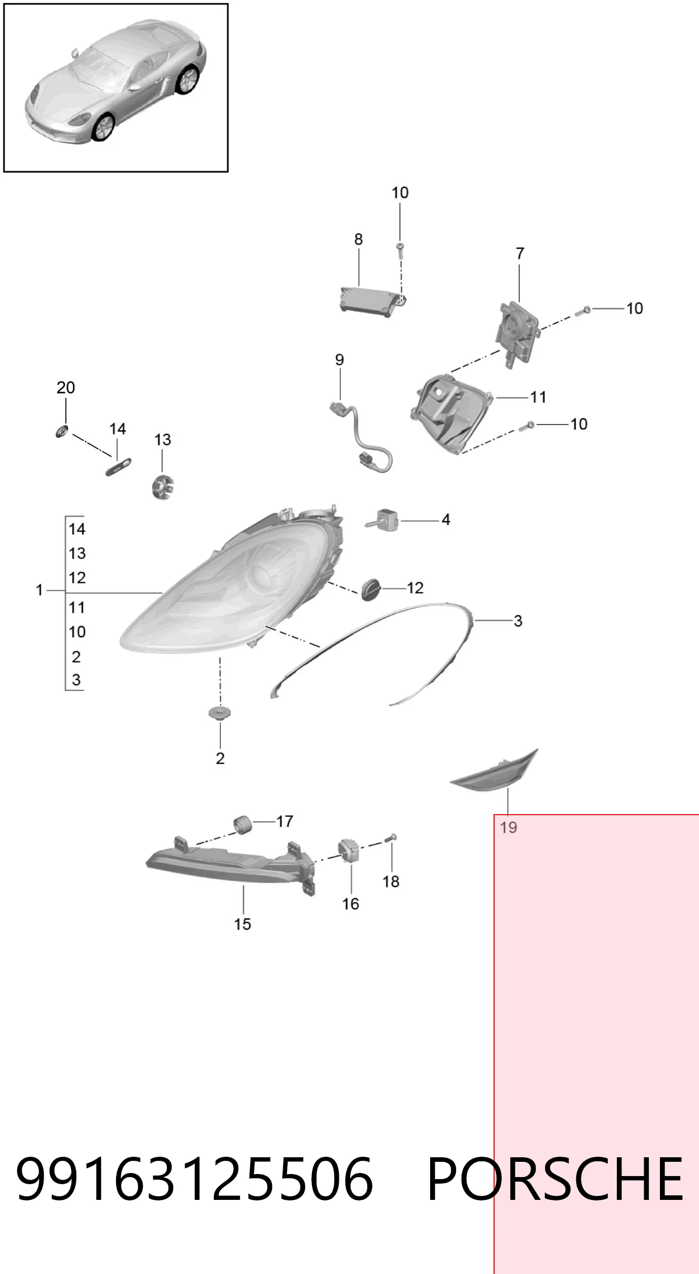 99163125506 Porsche Покажчик повороту на крилі