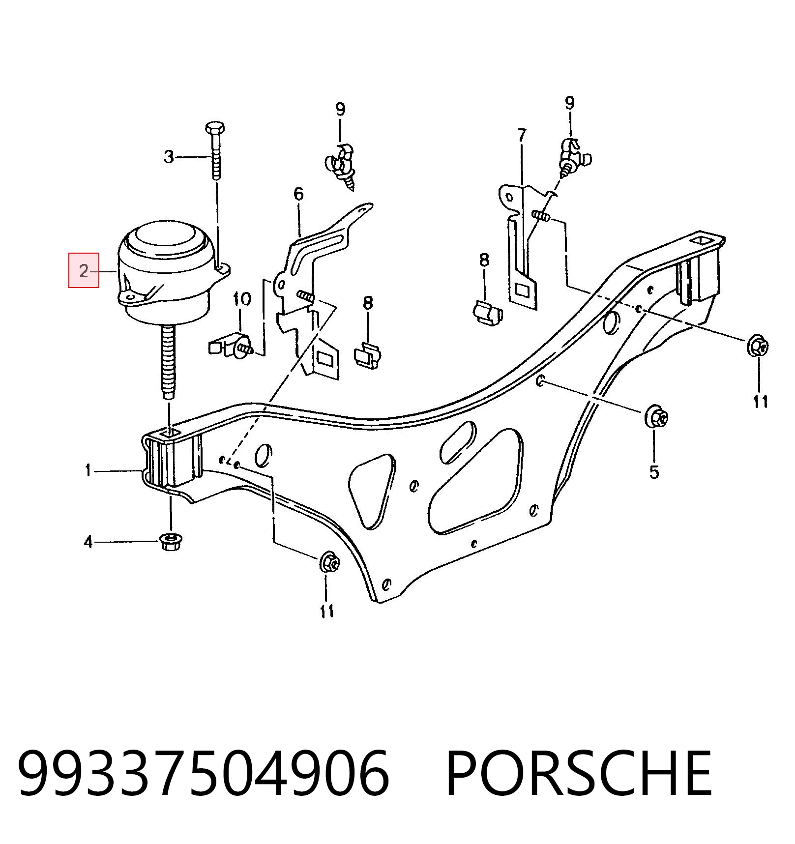 99337504906 Porsche Ліва опора двигуна