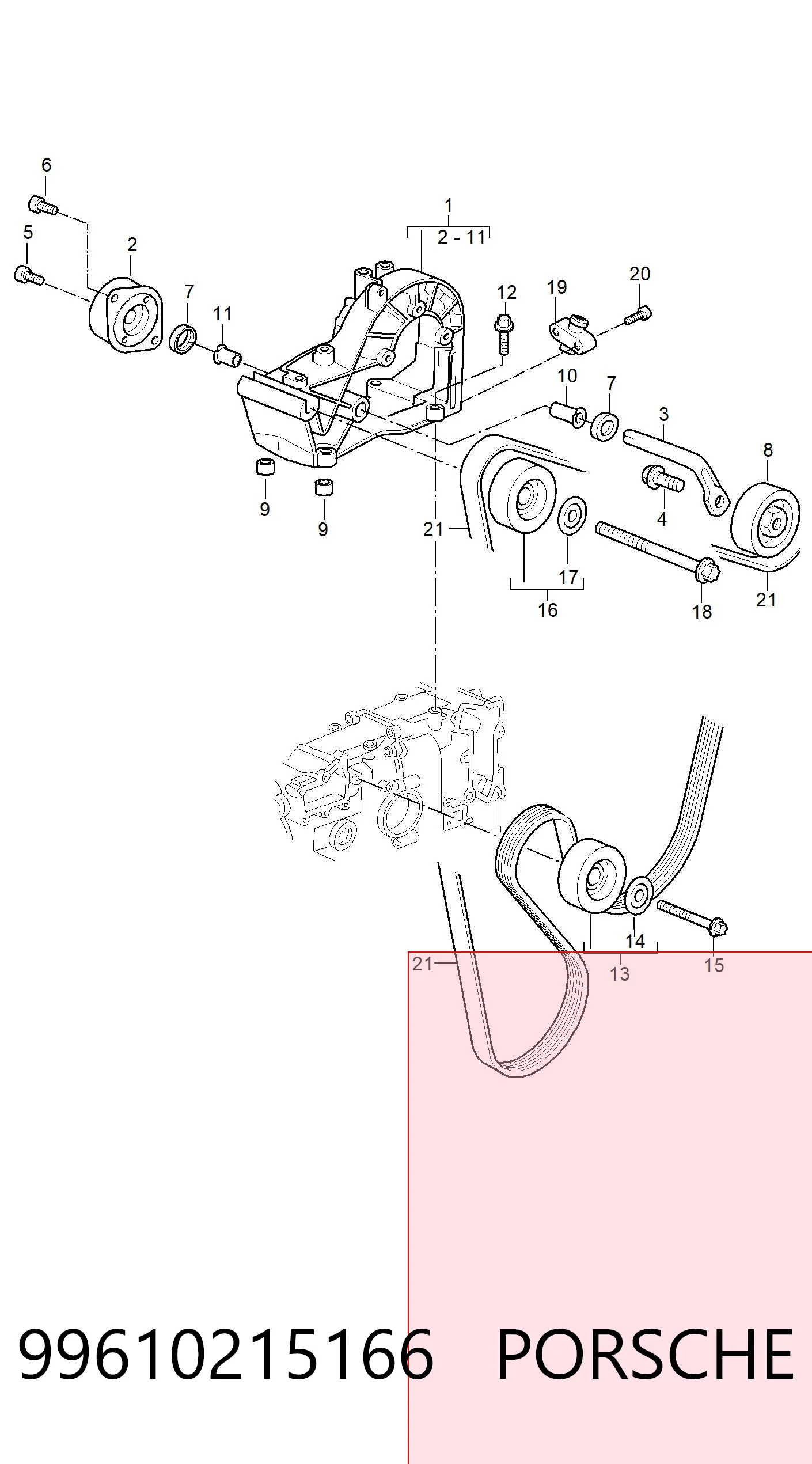 99610215166 Porsche Поліклиновий ремінь