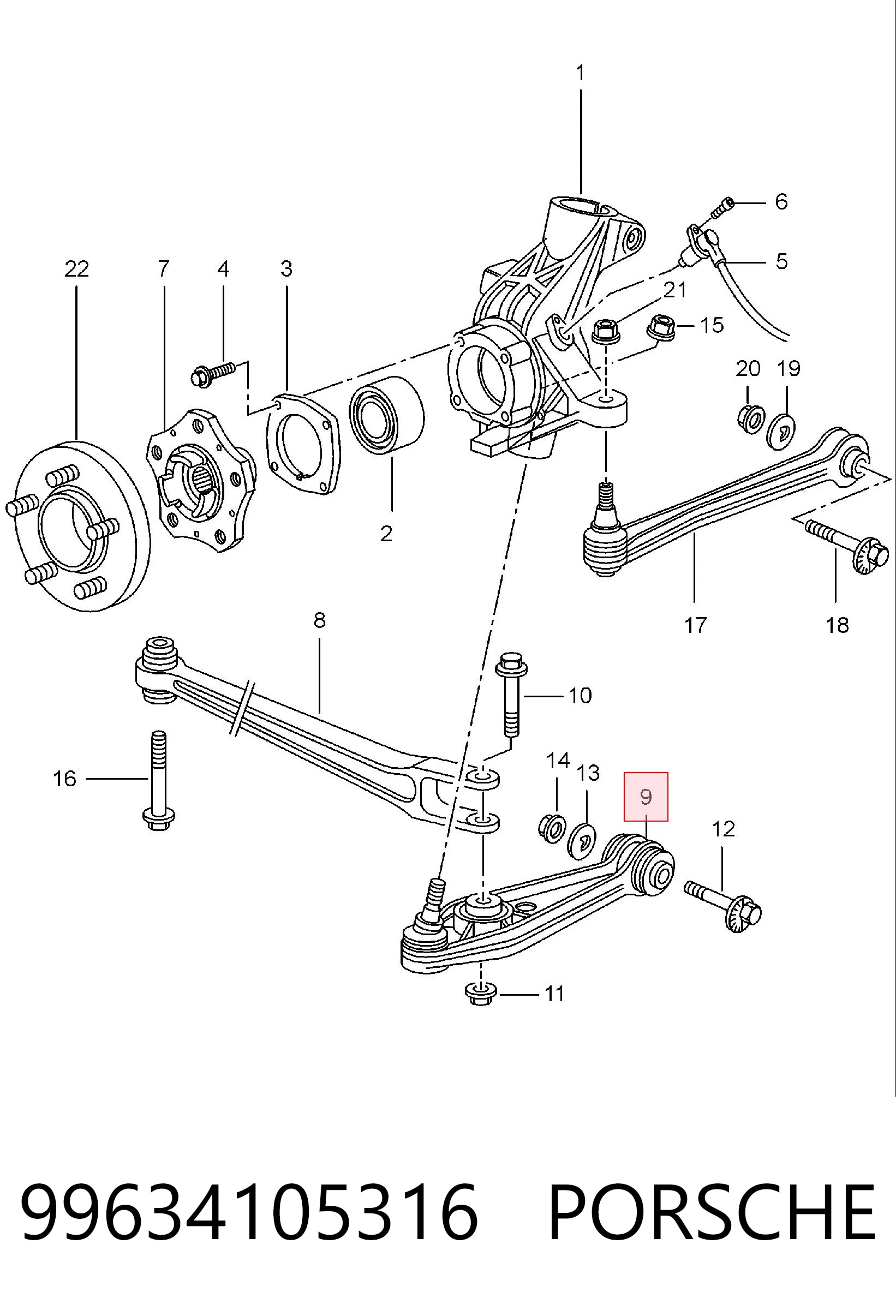 99634105316 Porsche Важелі задньої підвіски