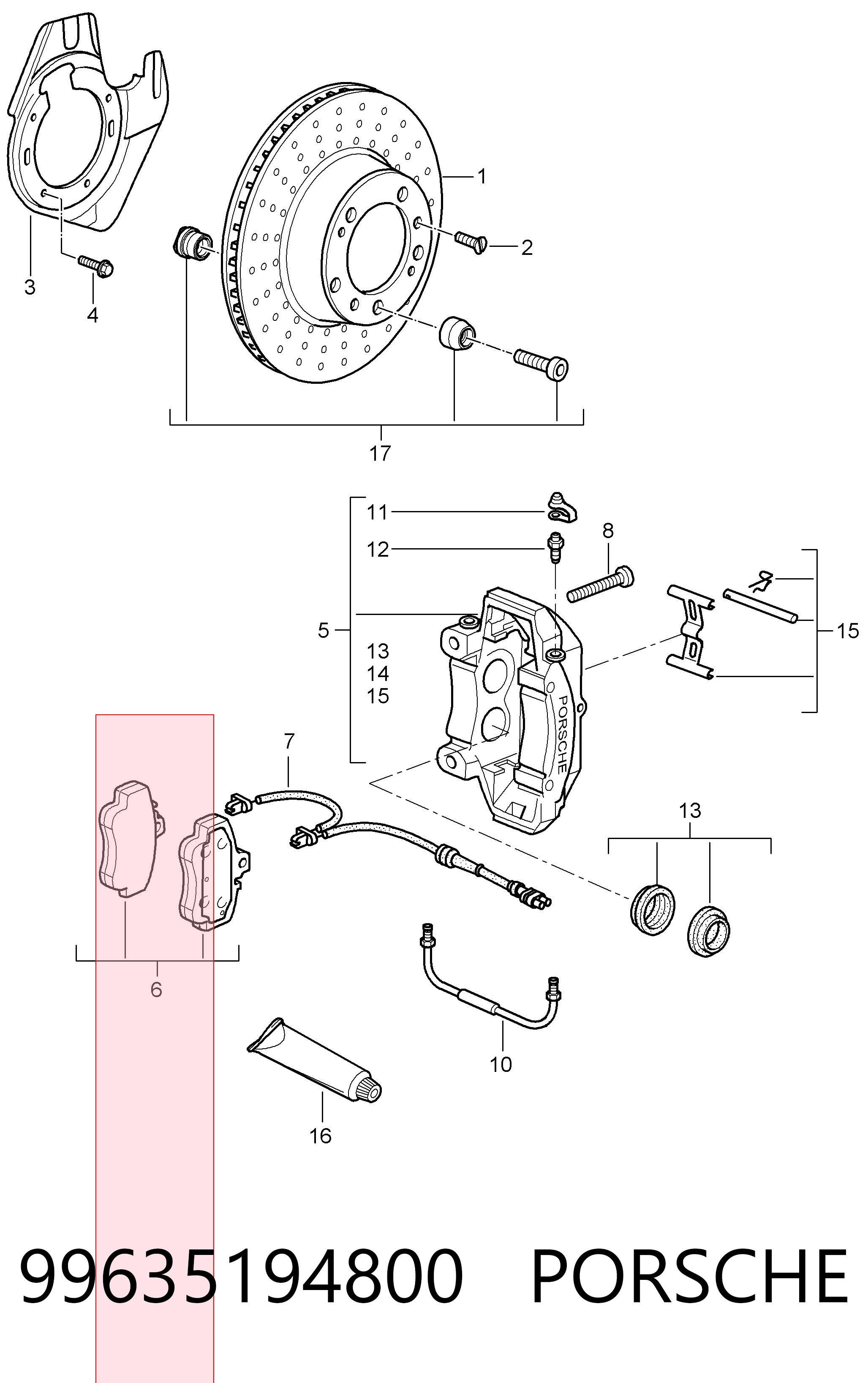 99635194800 Porsche Передні гальмівні колодки