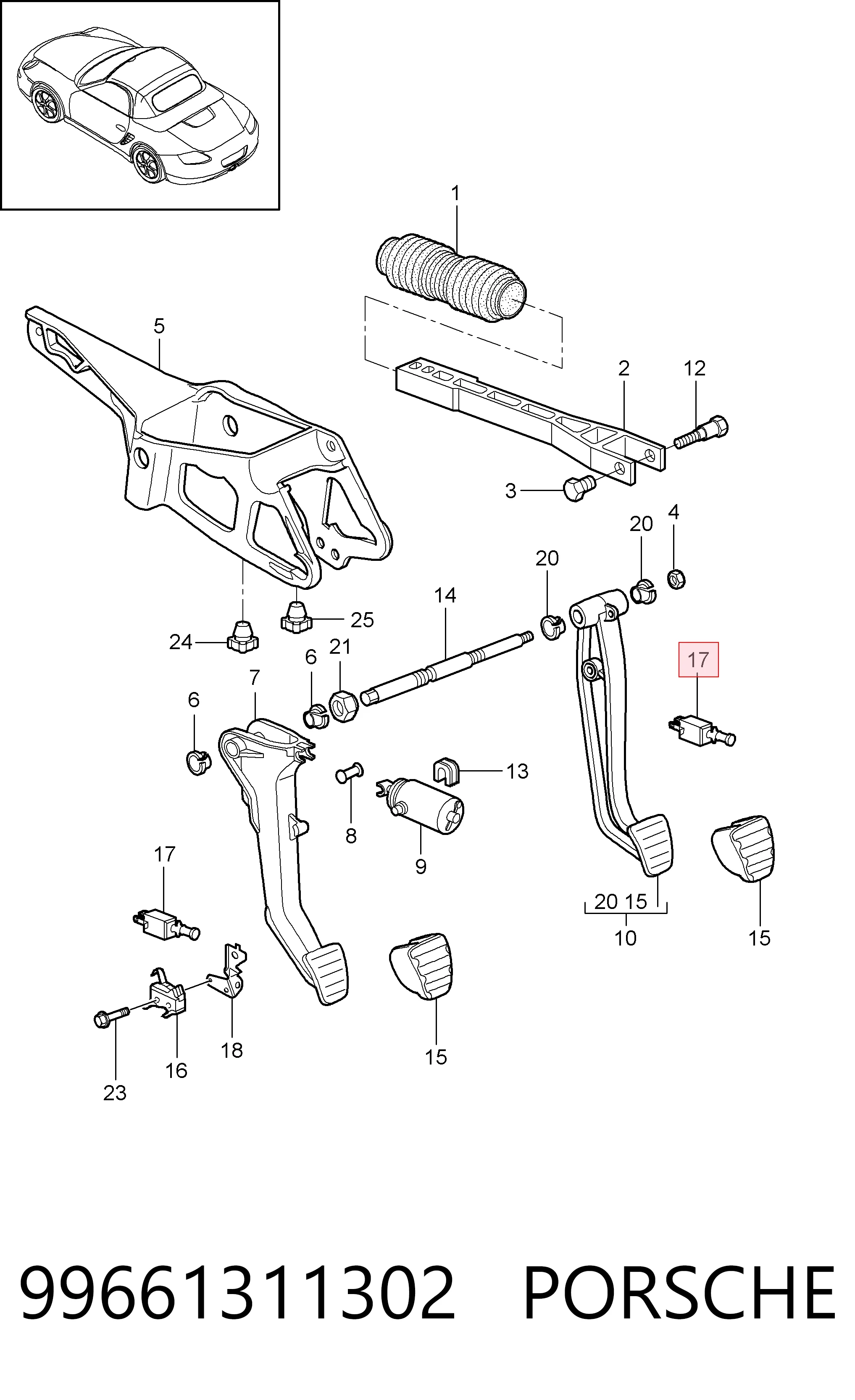 99661311302 Porsche Лягушка стоп-сигналу