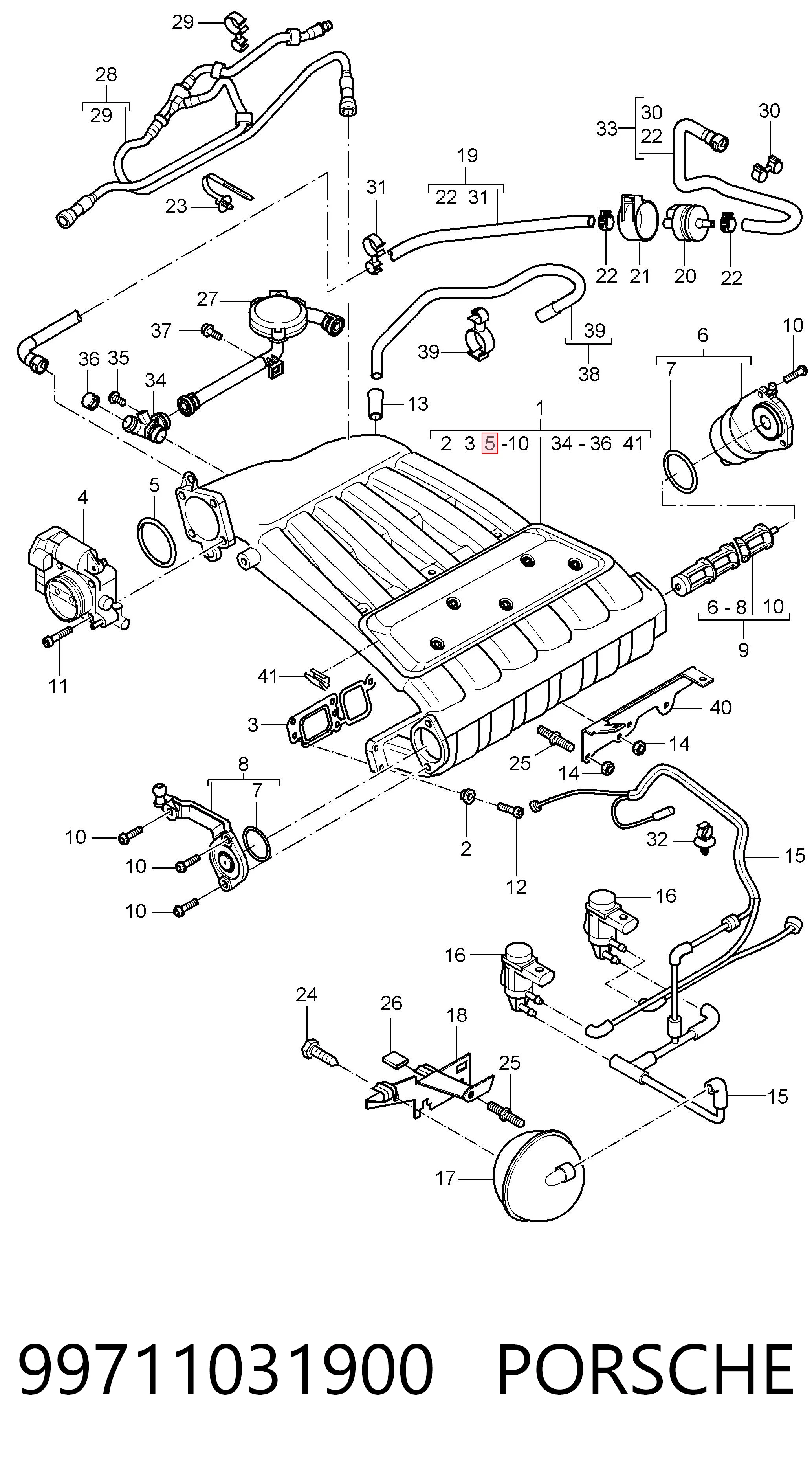 99711031900 Porsche Прокладка дросельної заслінки