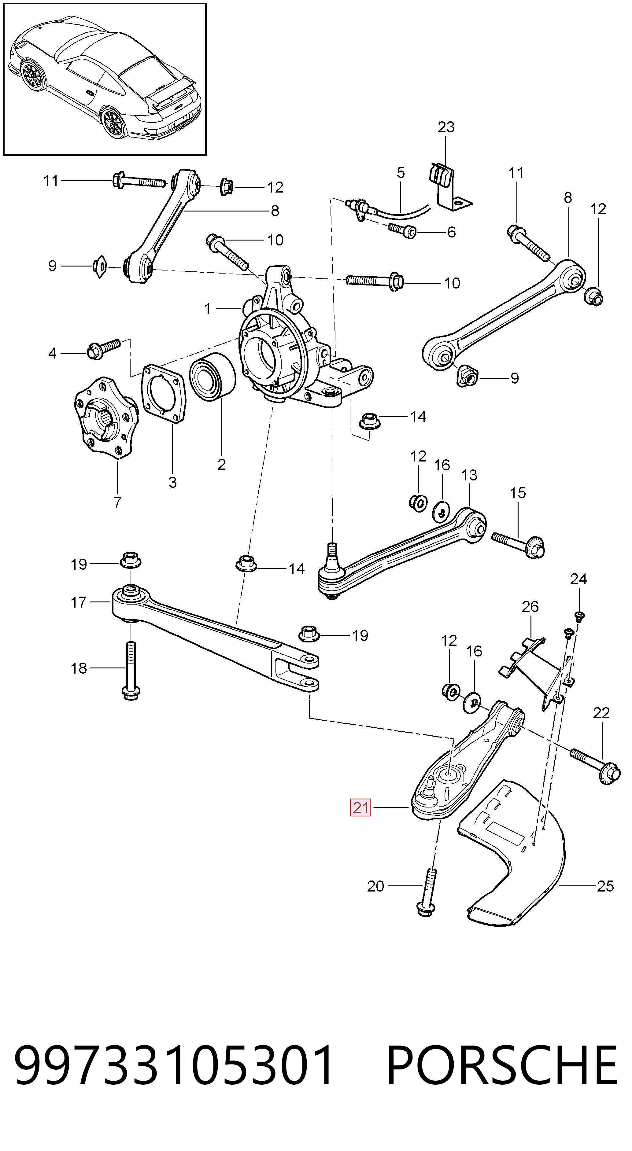 99733105301 Porsche Важелі задньої підвіски