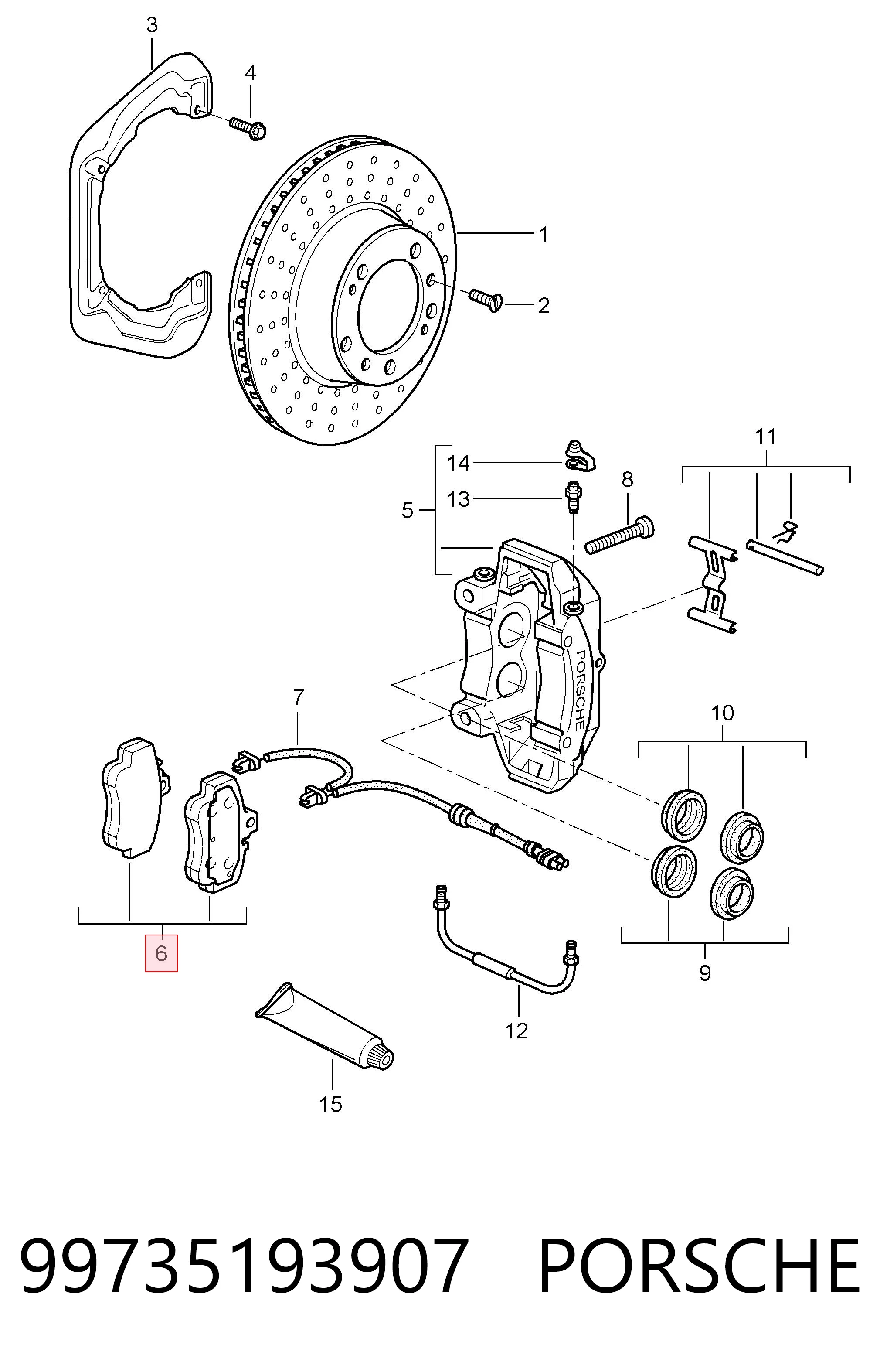 99735193907 Porsche Передні гальмівні колодки