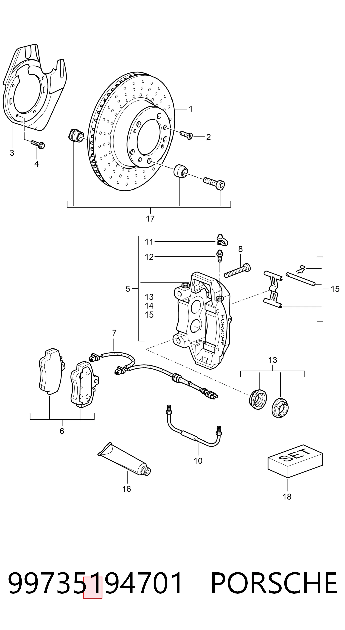 Гальмівні колодки Porsche 99735194701 ціна, від 196.26 USD