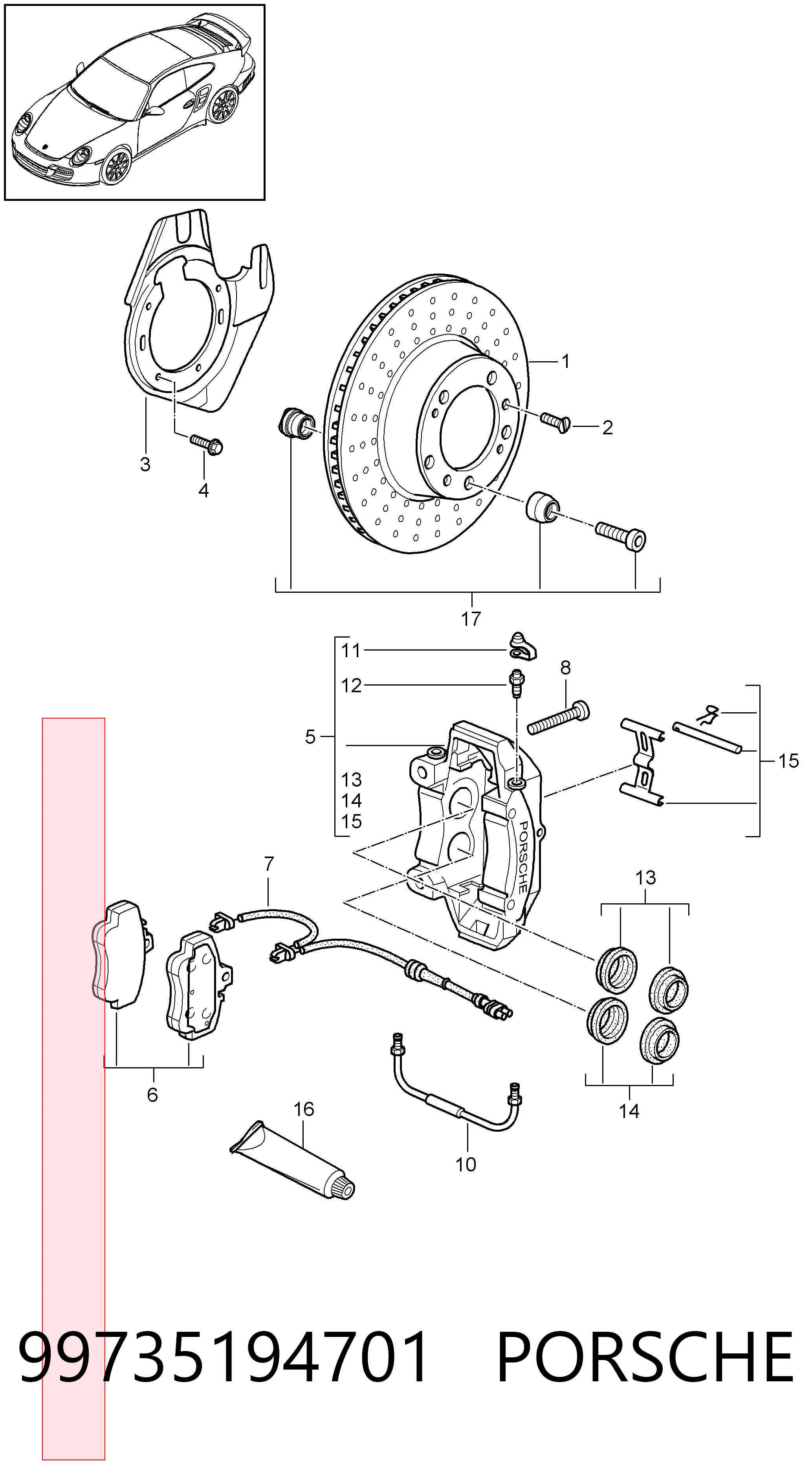 99735194701 Porsche Передні гальмівні колодки