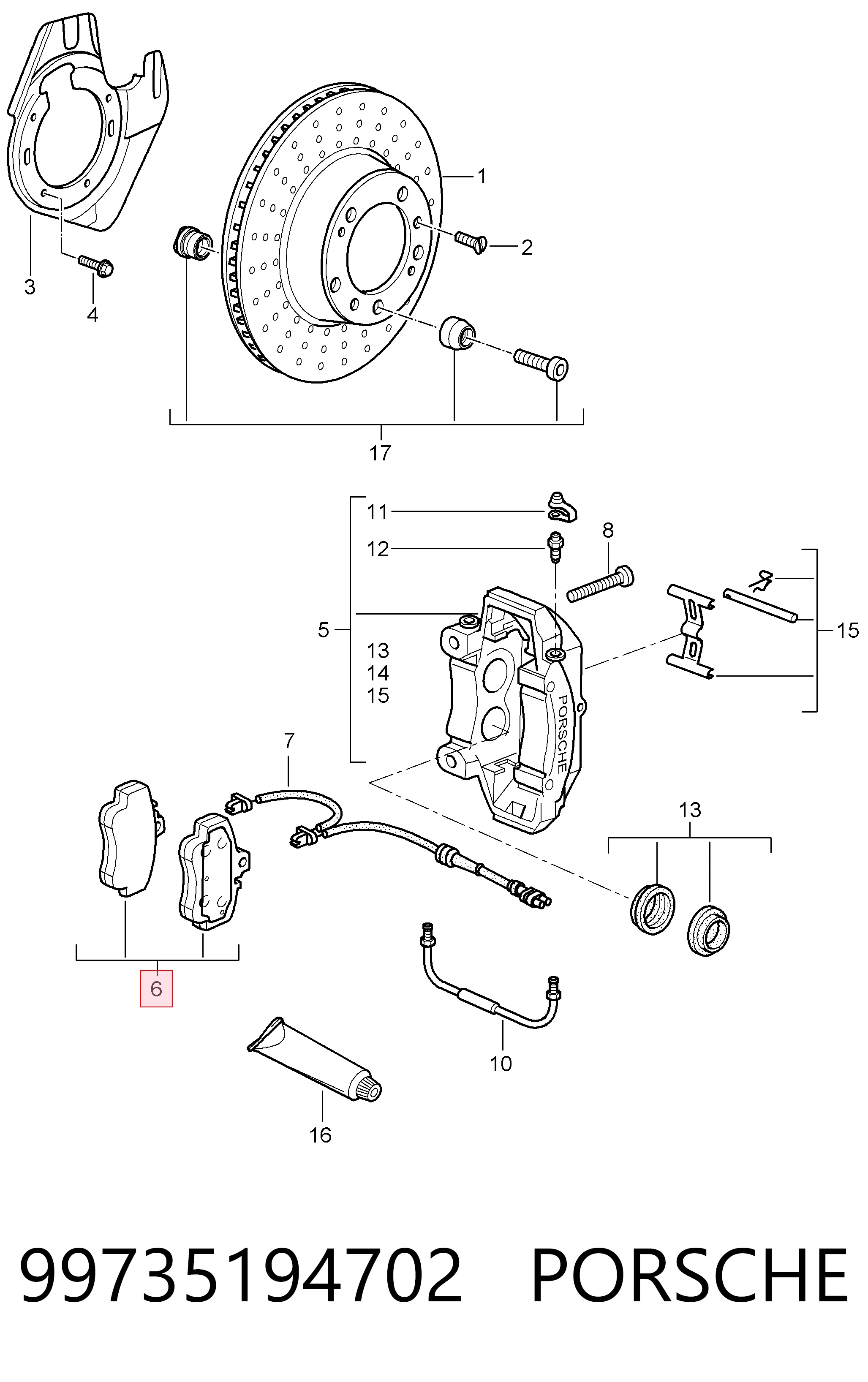 99735194702 Porsche Передні гальмівні колодки