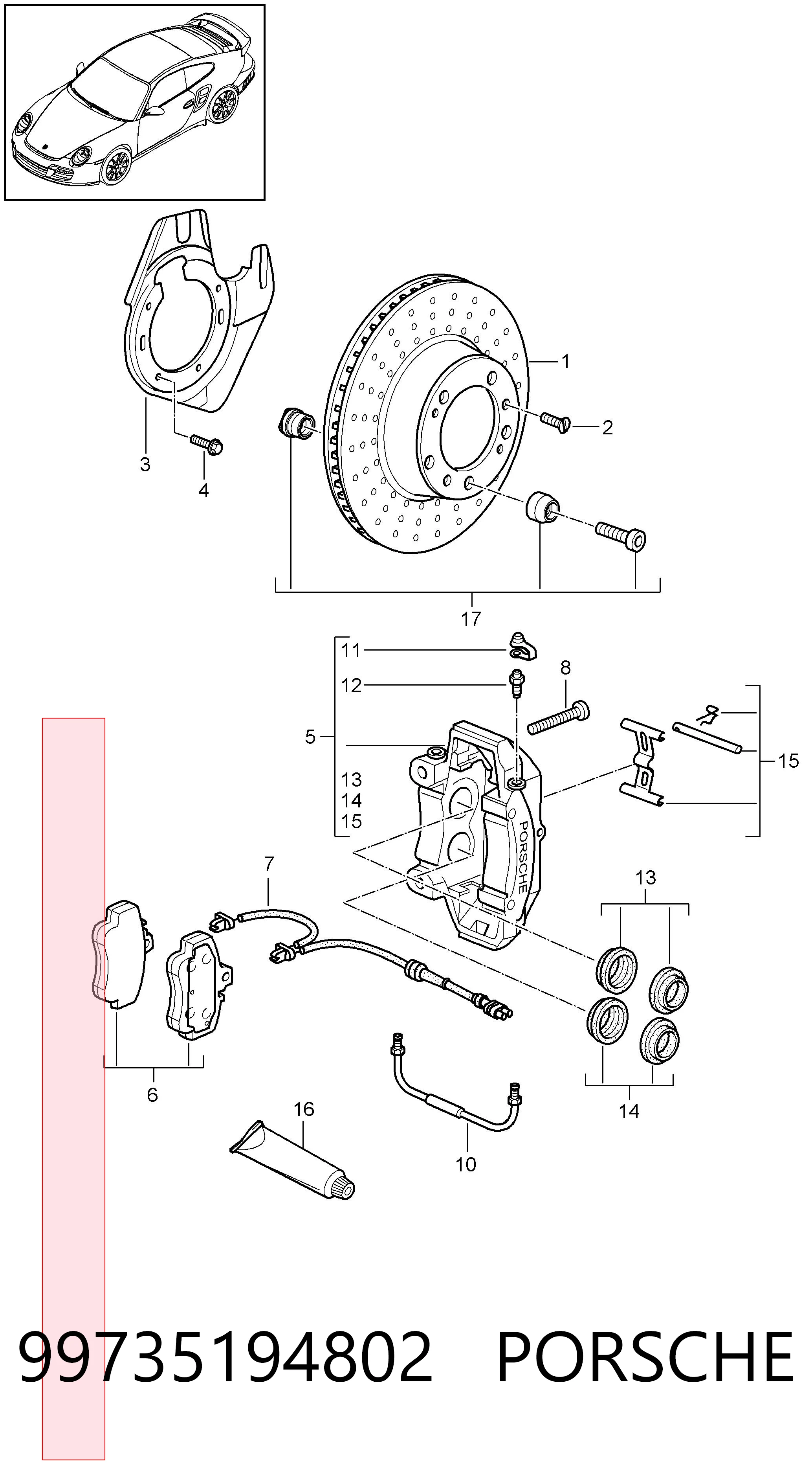 99735194802 Porsche Передні гальмівні колодки