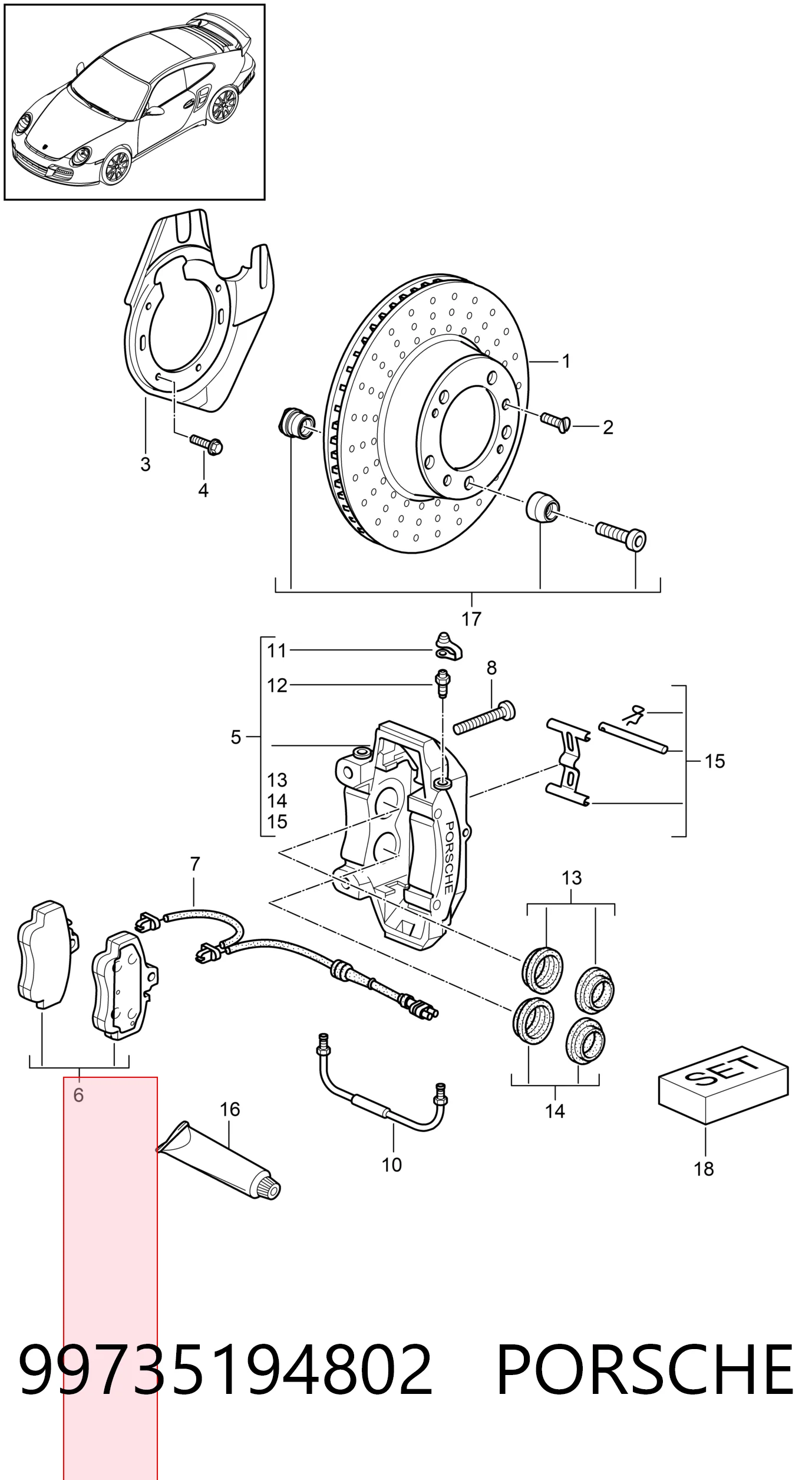 Гальмівні колодки Porsche 99735194802 ціна, від 113.37 USD