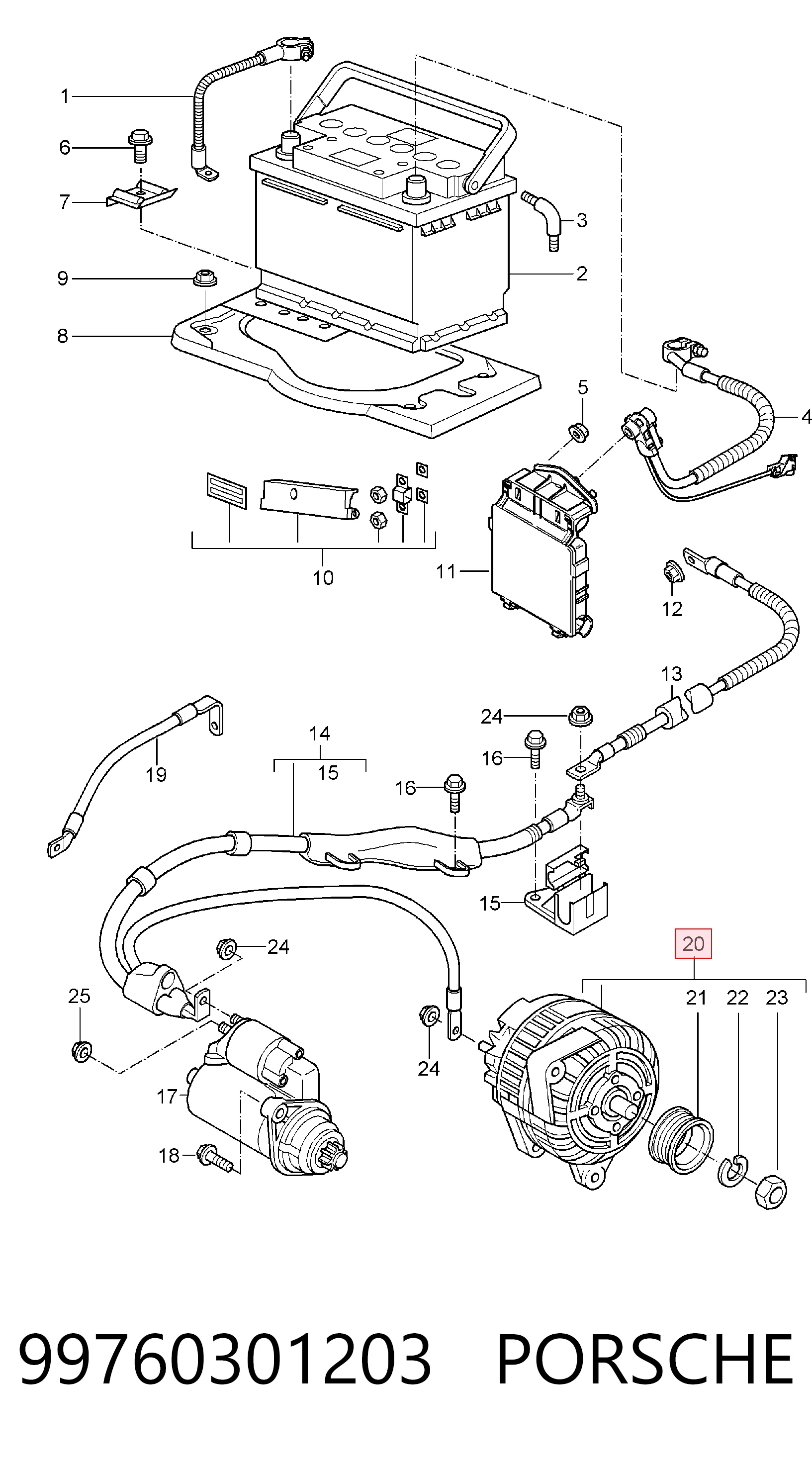 99760301203 Porsche Авто генератор