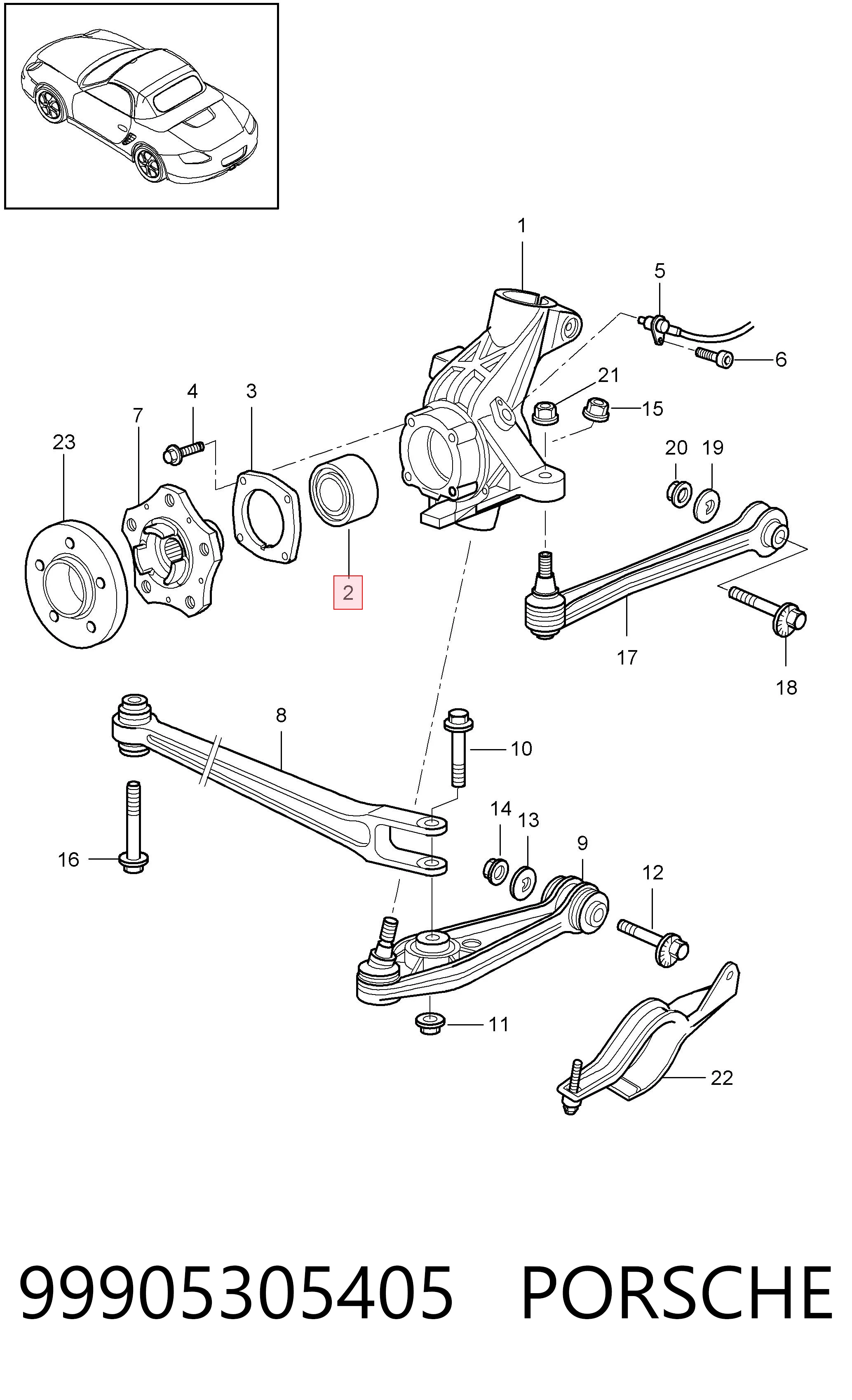 99905305405 Porsche Підшипник маточини передньої
