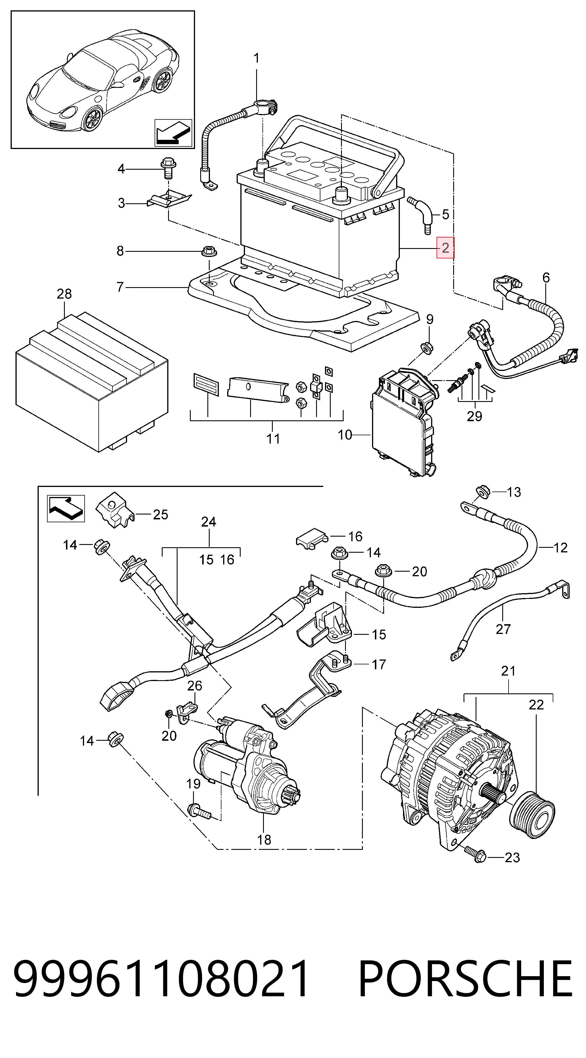 99961108021 Porsche Авто акумулятор