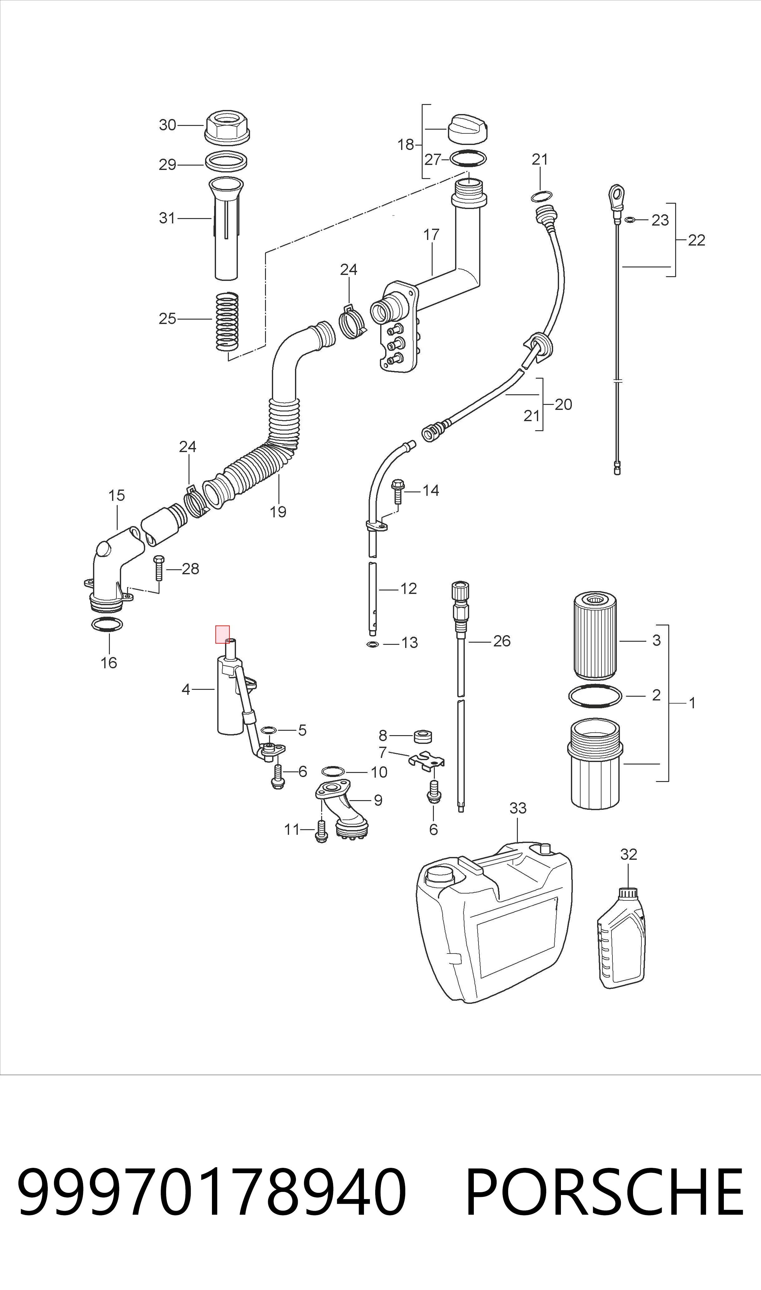 99970178940 Porsche Кільце ущільнювача направляючої щупа рівня масла двигуна