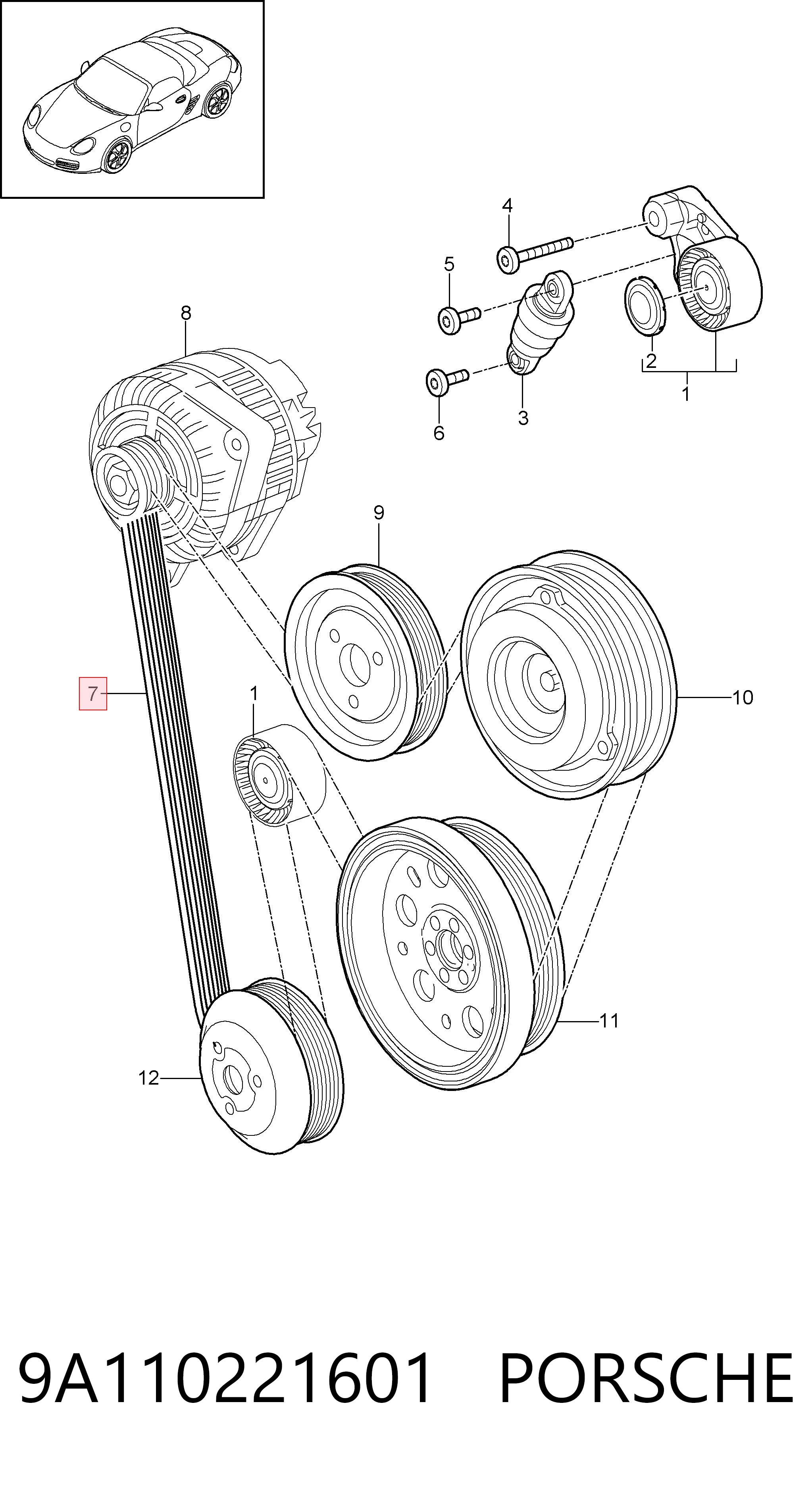 9A110221601 Porsche Поліклиновий ремінь