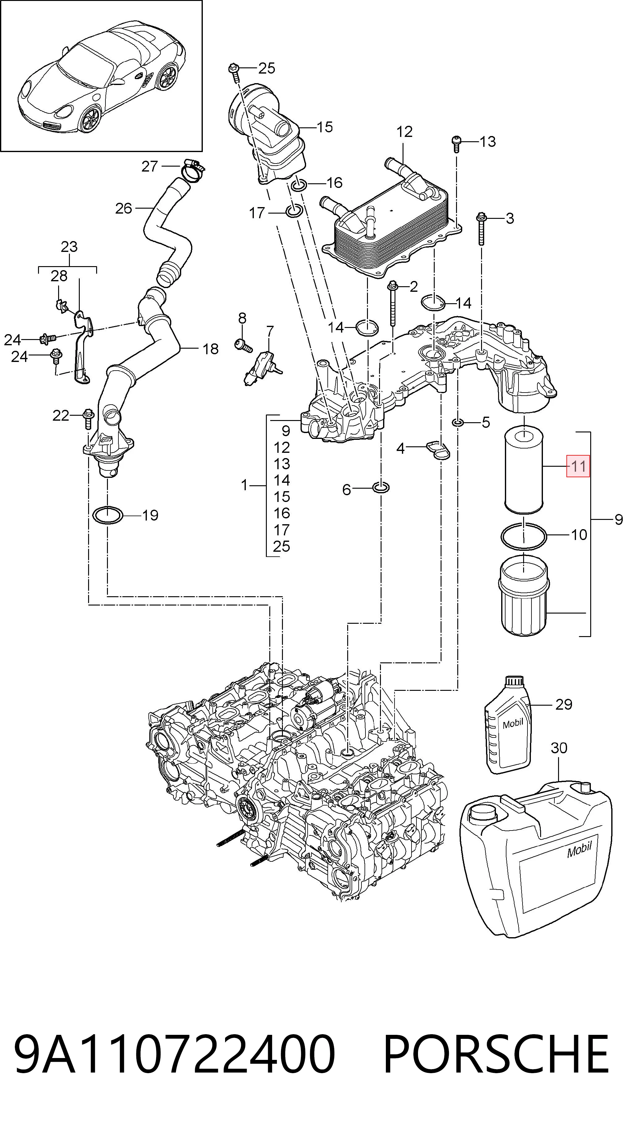 9A110722400 Porsche Фільтр масла
