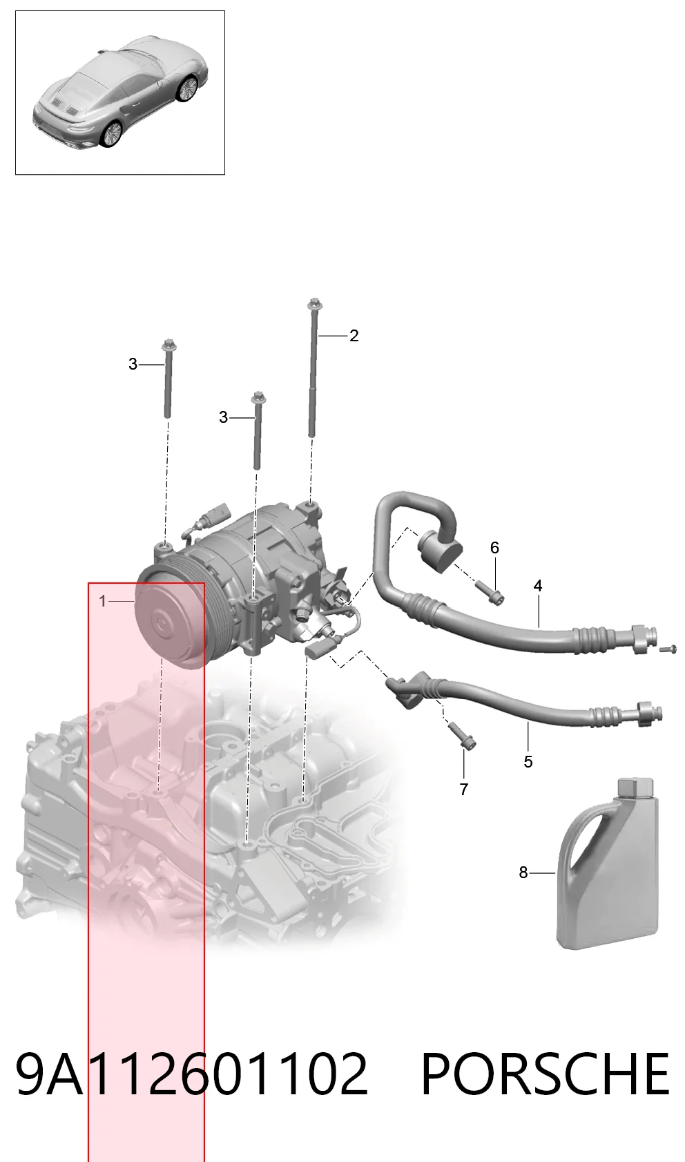 9A112601102 Porsche Компресор холодоагенту