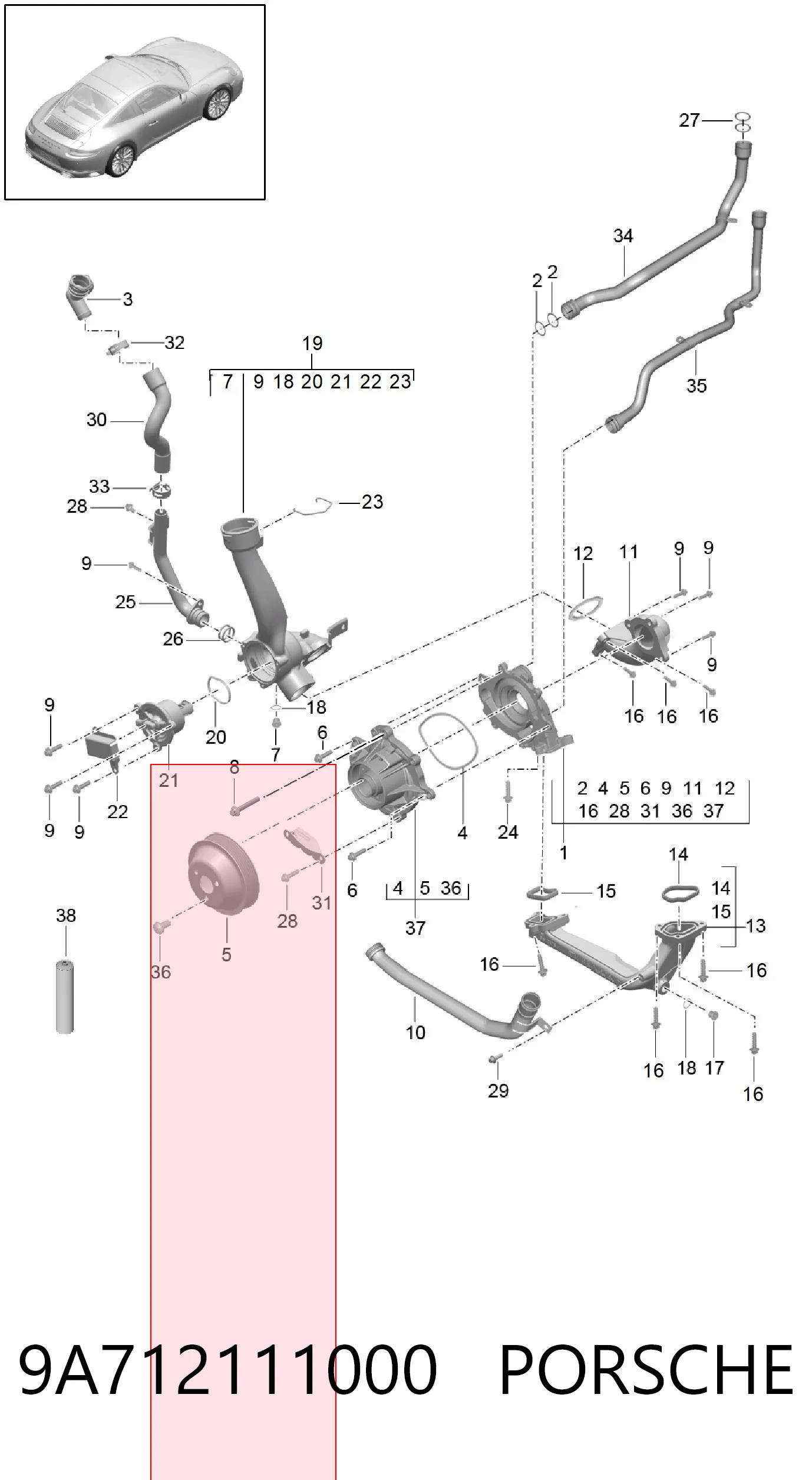 9A712111000 Porsche Авто термостат
