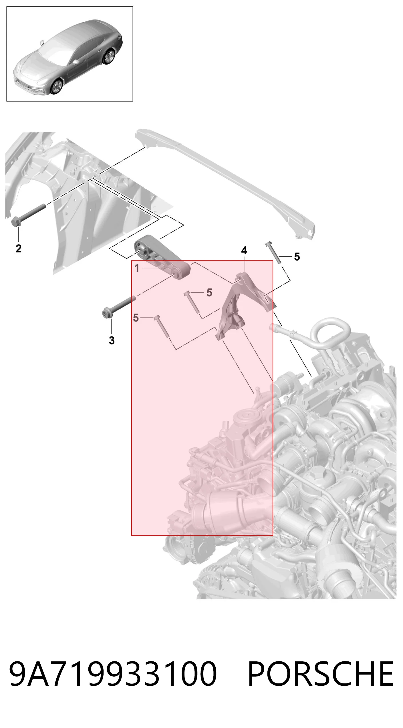 9A719933100 Porsche Подушка (опора) двигуна, права верхня