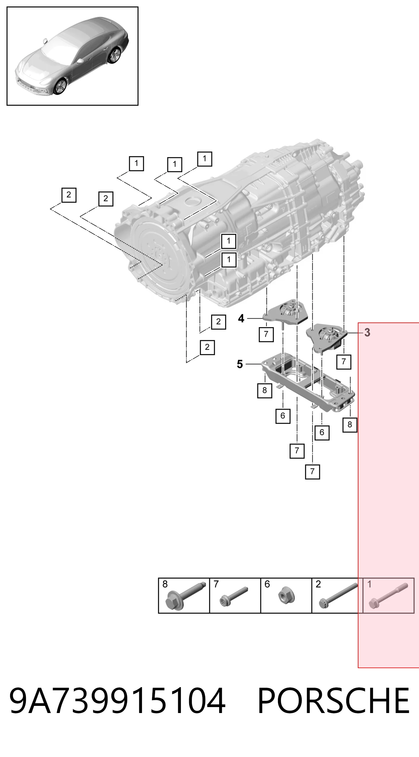 9A739915104 Porsche Подушка трансмісії (опора коробки передач), ліва